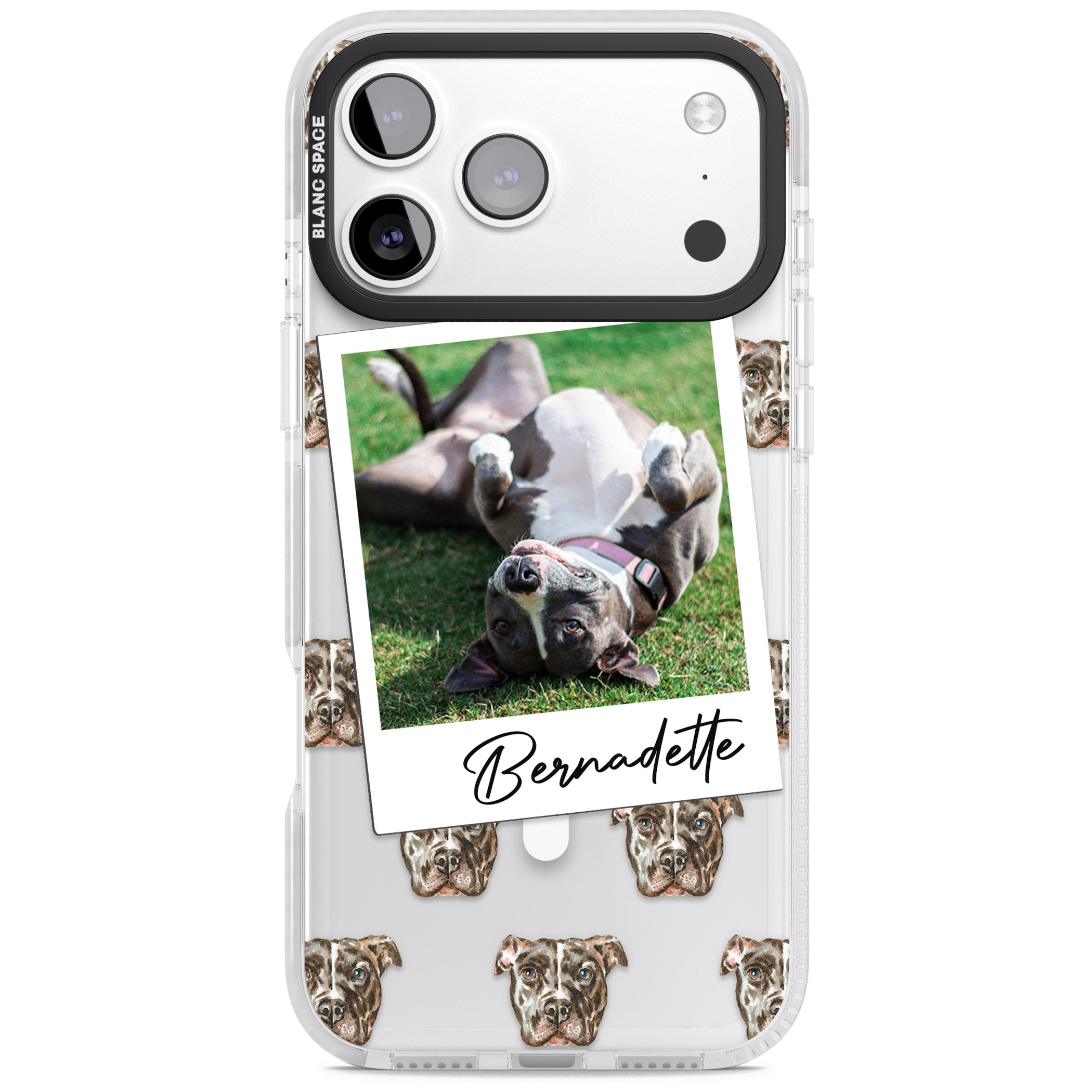 Personalised Staffordshire Bull Terrier Instant Camera Photo iPhone 17 Pro Impact Pro Clear Phone Case