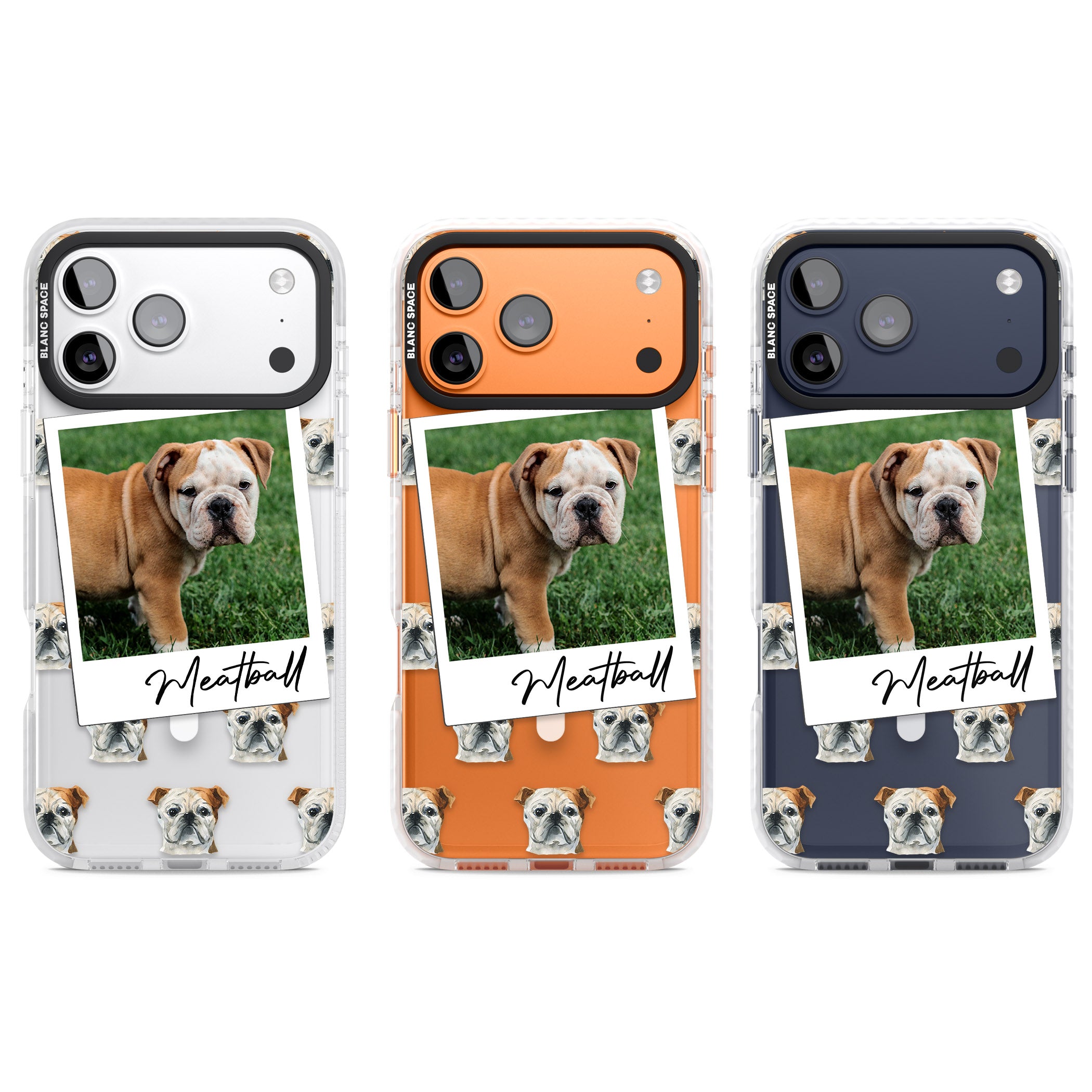 Personalised English Bulldog Instant Camera Photo iPhone 17 Pro Impact Pro Clear Phone Case APT Impact Protection