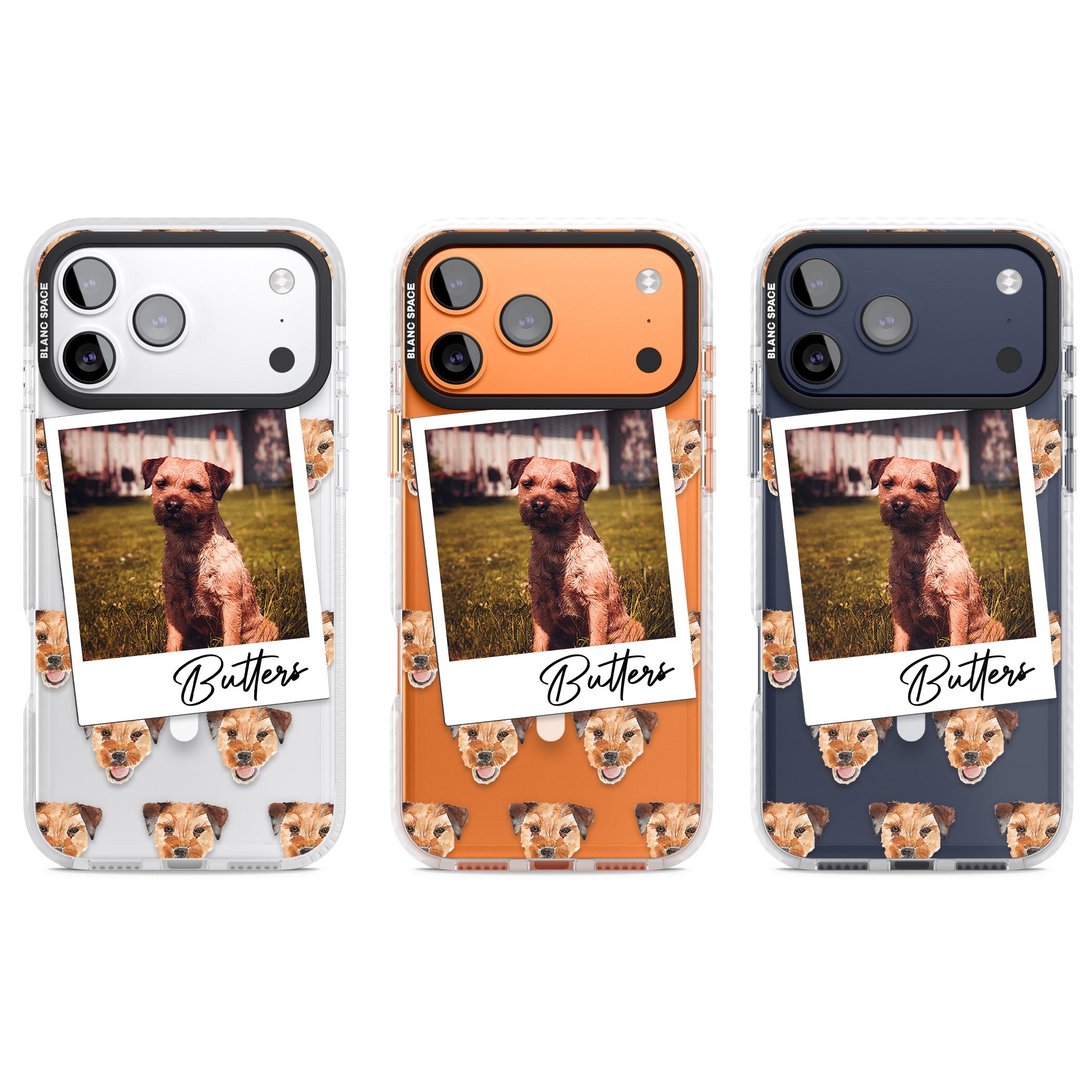 Personalised Border Terrier Instant Camera Photo iPhone 17 Pro Impact Pro Clear Phone Case APT Impact Protection