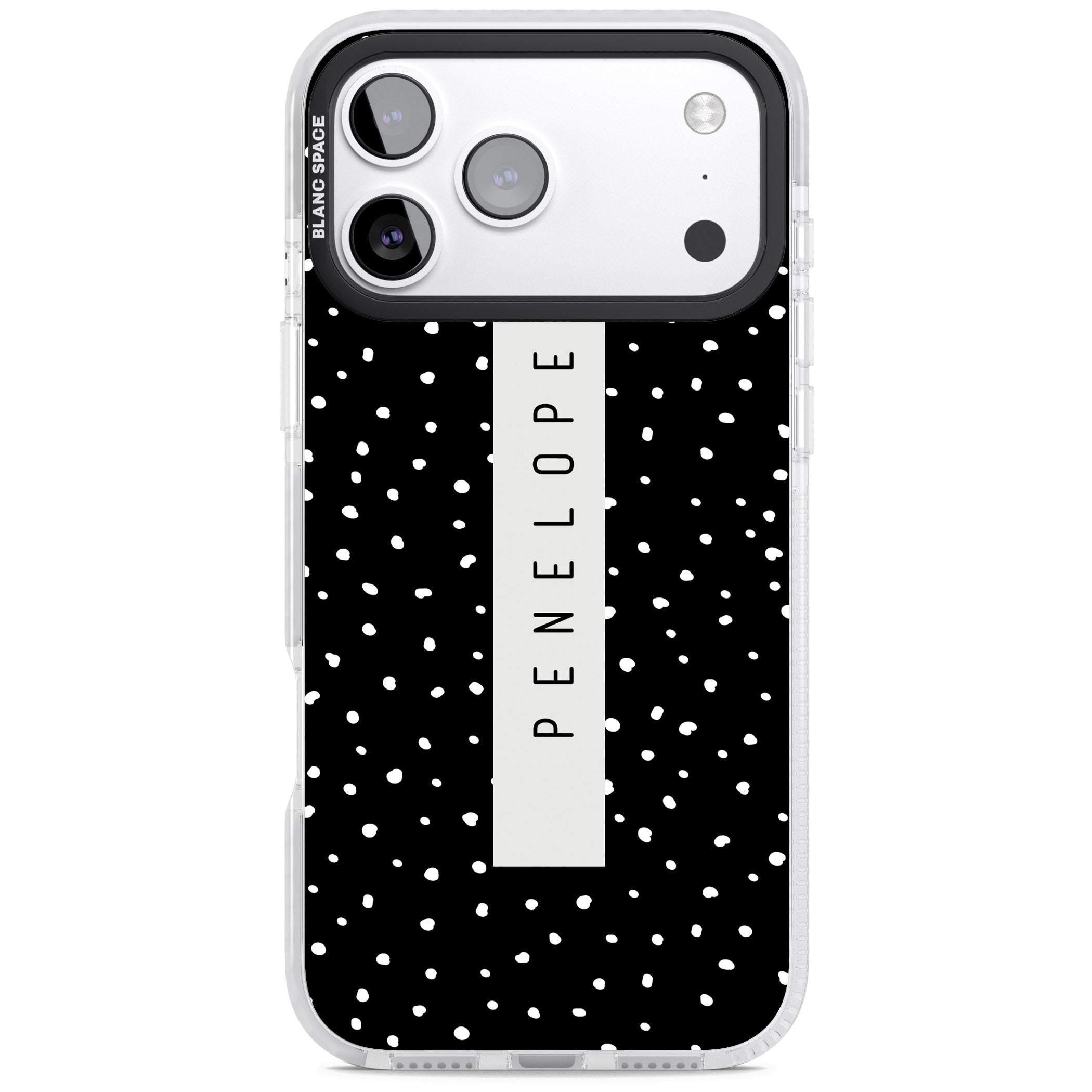 Personalised Black Dots iPhone 17 Pro Impact Pro Clear Phone Case