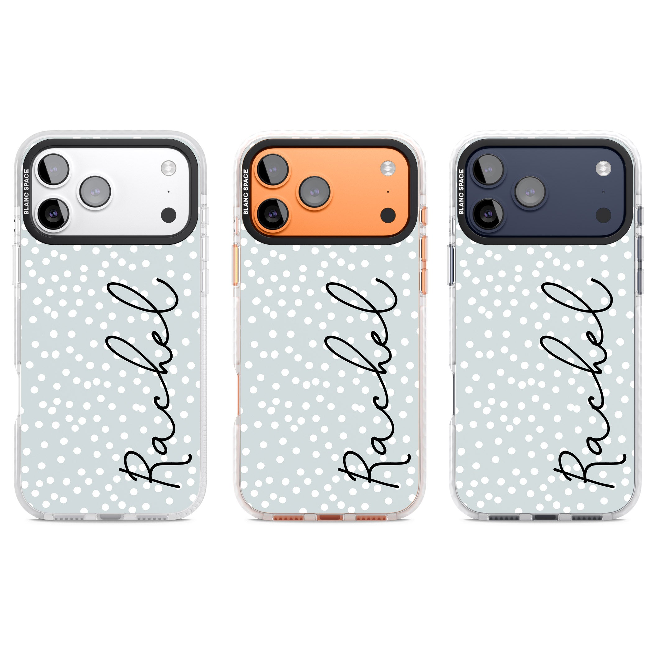 Personalised Vertical Cursive & Dots iPhone 17 Pro Impact Pro Clear Phone Case APT Impact Protection