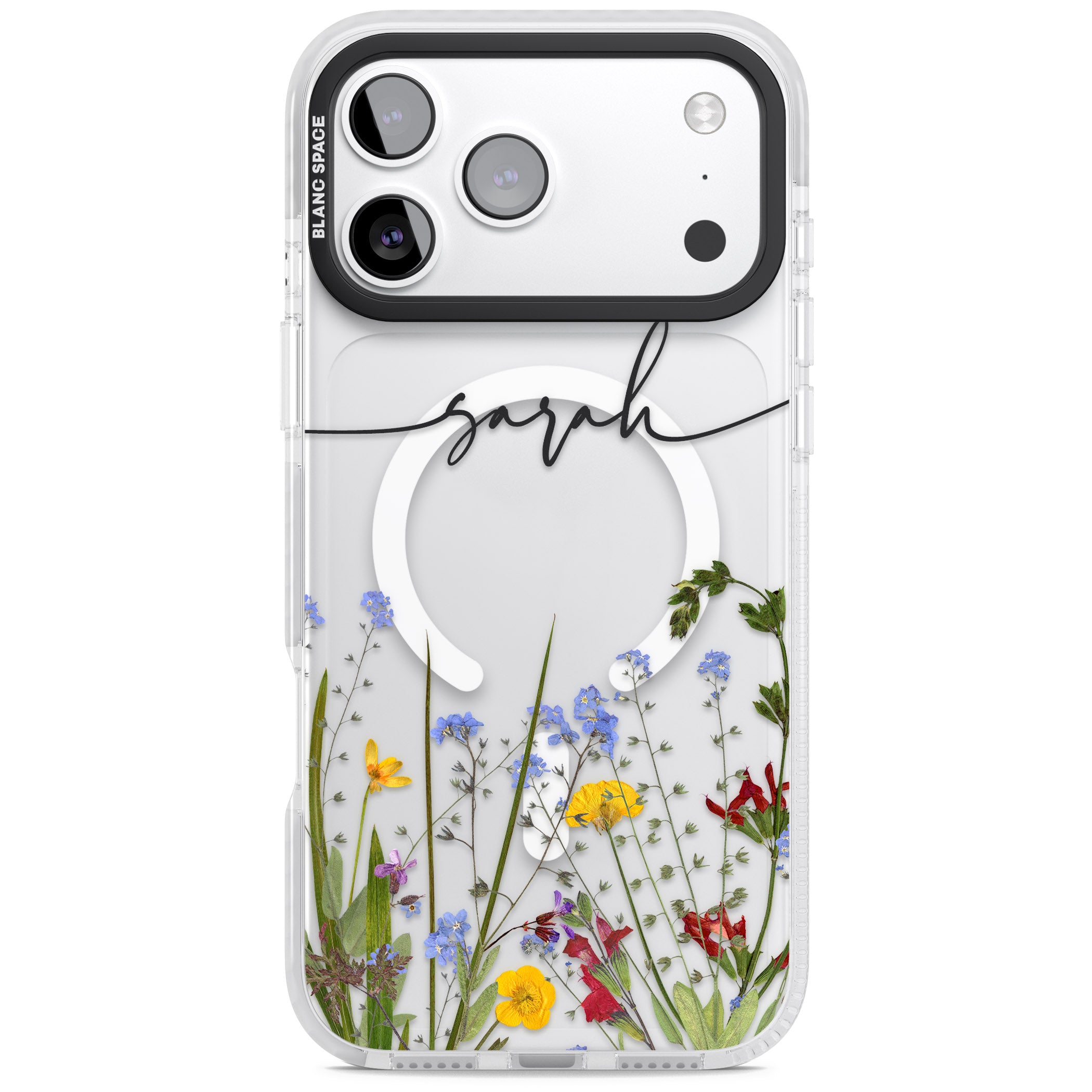 Personalised Wildflower Floral iPhone 17 Pro Impact Pro Clear Phone Case