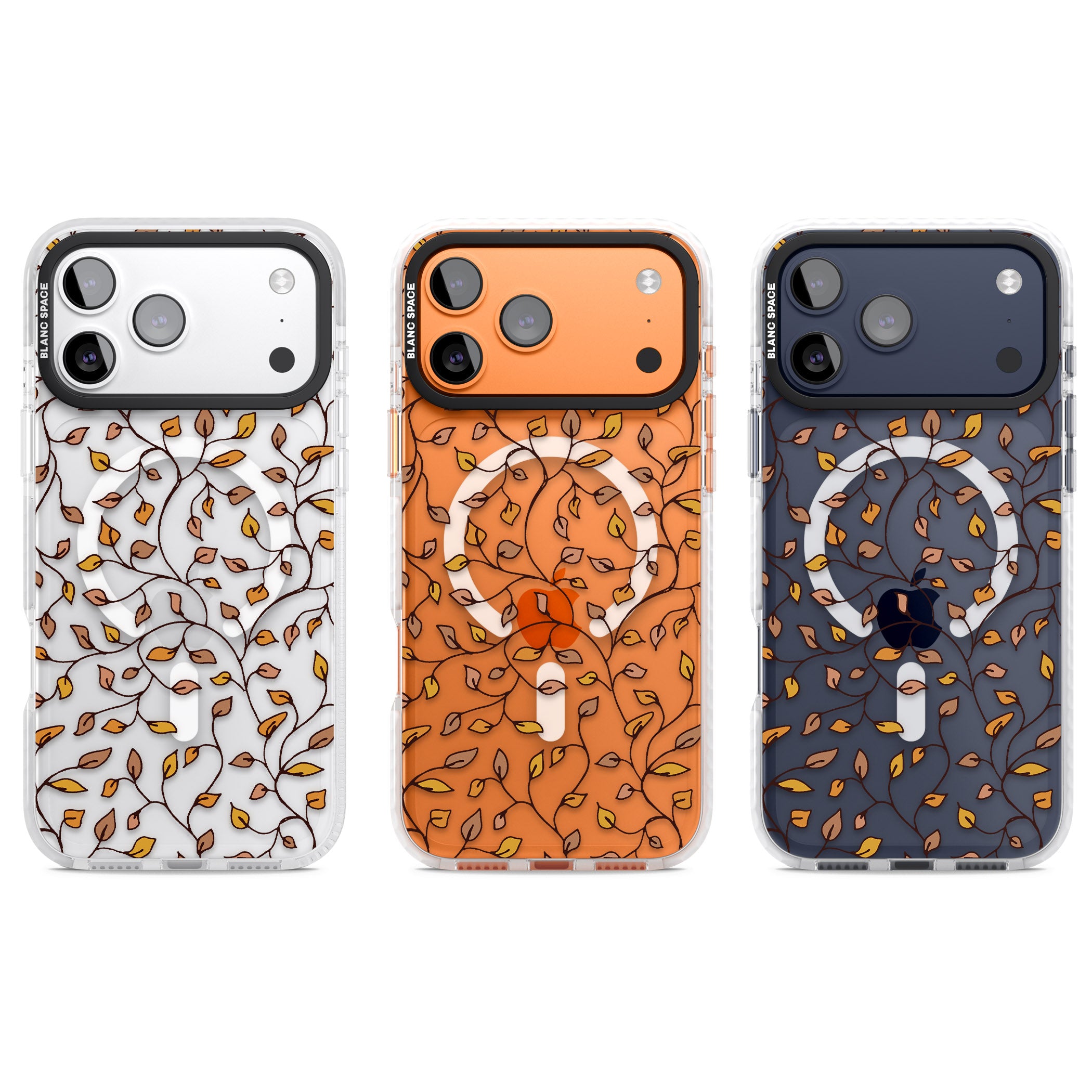 Personalised Autumn Leaves Pattern iPhone 17 Pro Impact Pro Clear Phone Case APT Impact Protection
