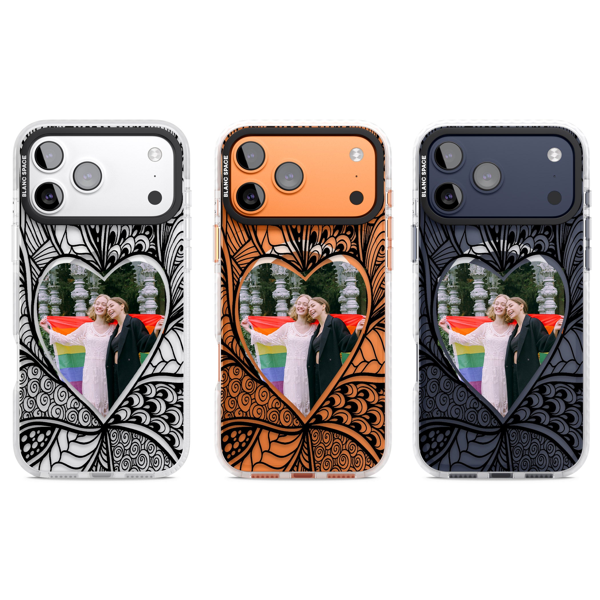 Personalised Henna Heart Photo Case iPhone 17 Pro Impact Pro Clear Phone Case APT Impact Protection