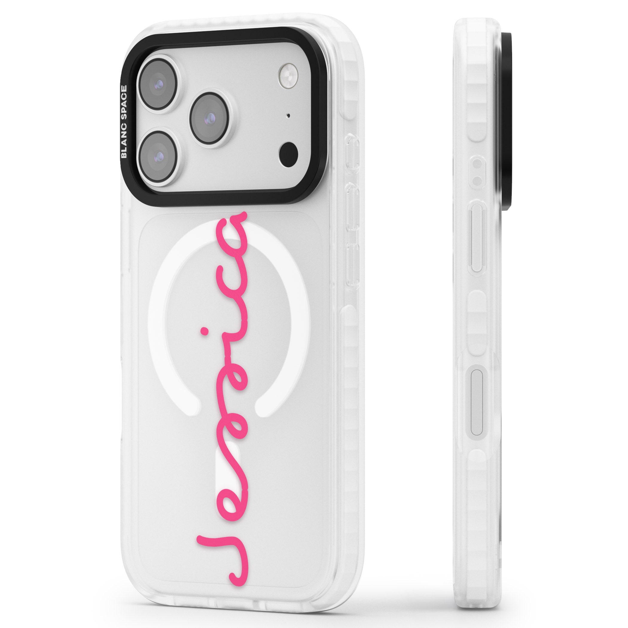 Personalised Summer Name iPhone 17 Pro Impact Pro Clear Phone Case Side Profile