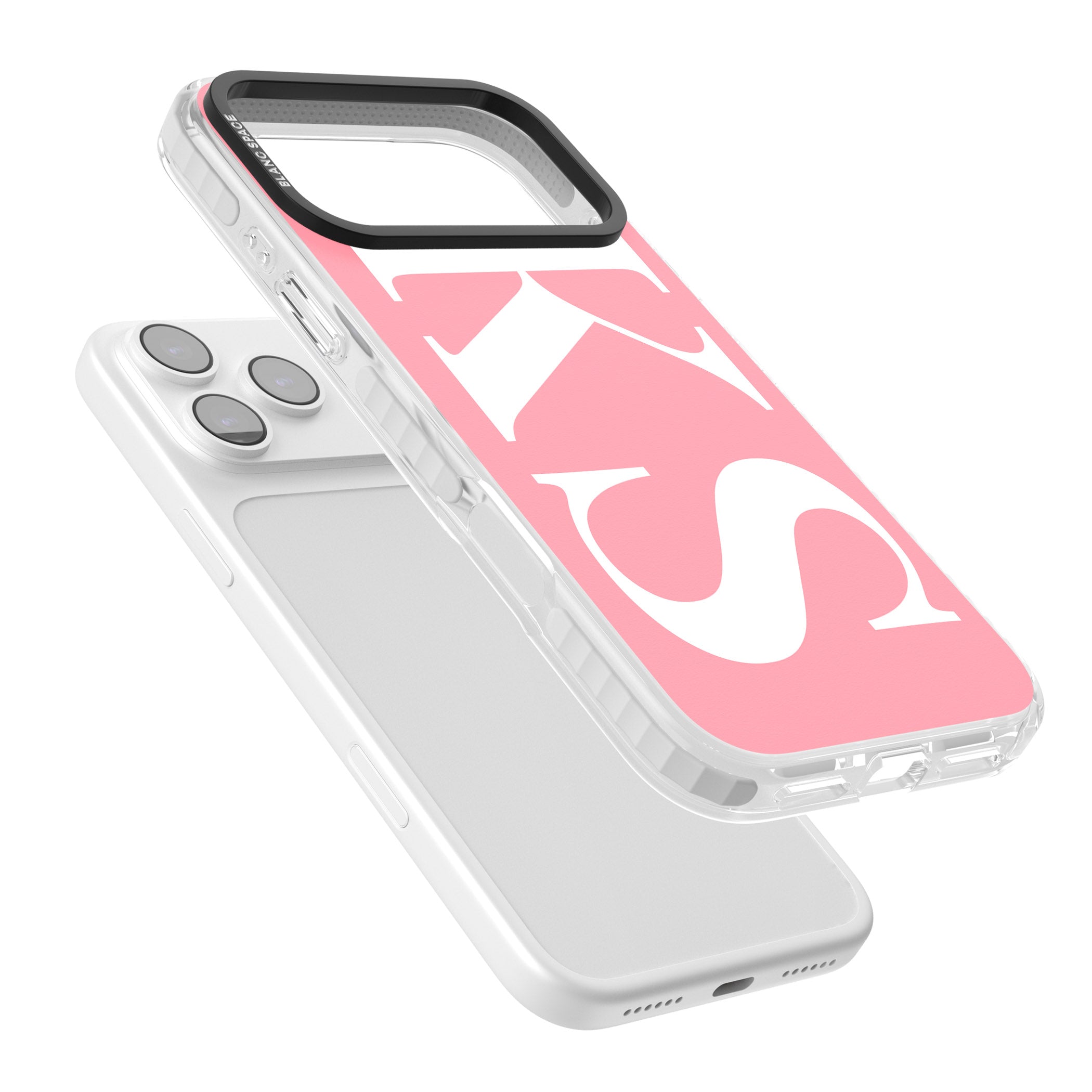 Personalised White & Pink Letters iPhone 17 Pro Impact Pro Clear Phone Case Colours