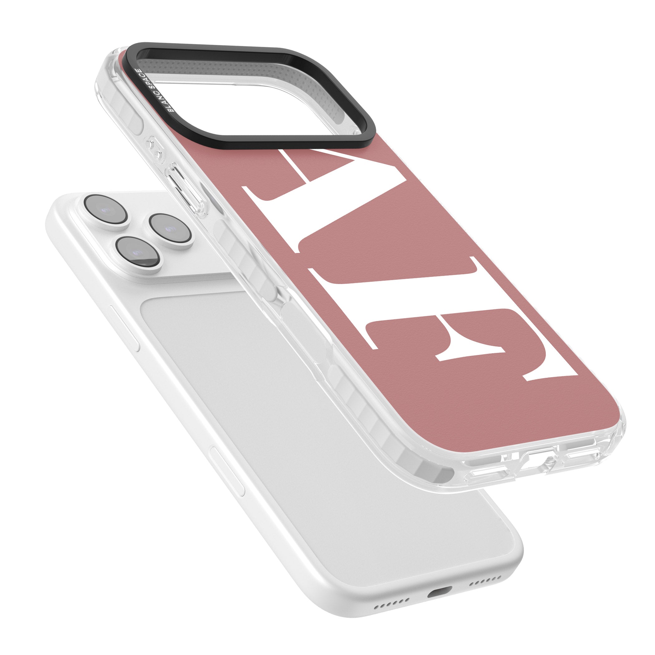 Personalised White & Rose Letters iPhone 17 Pro Impact Pro Clear Phone Case Colours