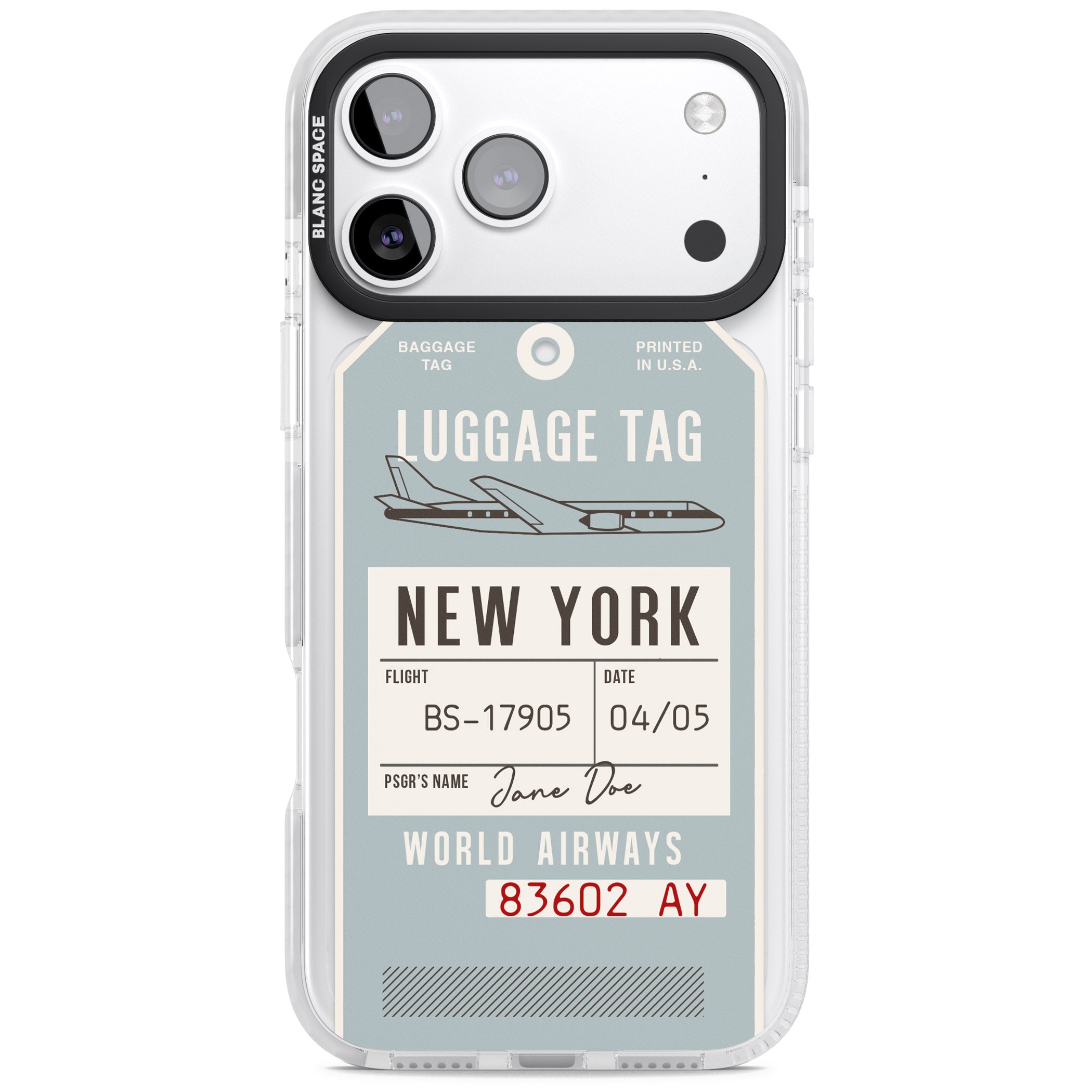 Personalised Vintage Usa Luggage Tag iPhone 17 Pro Impact Pro Clear Phone Case