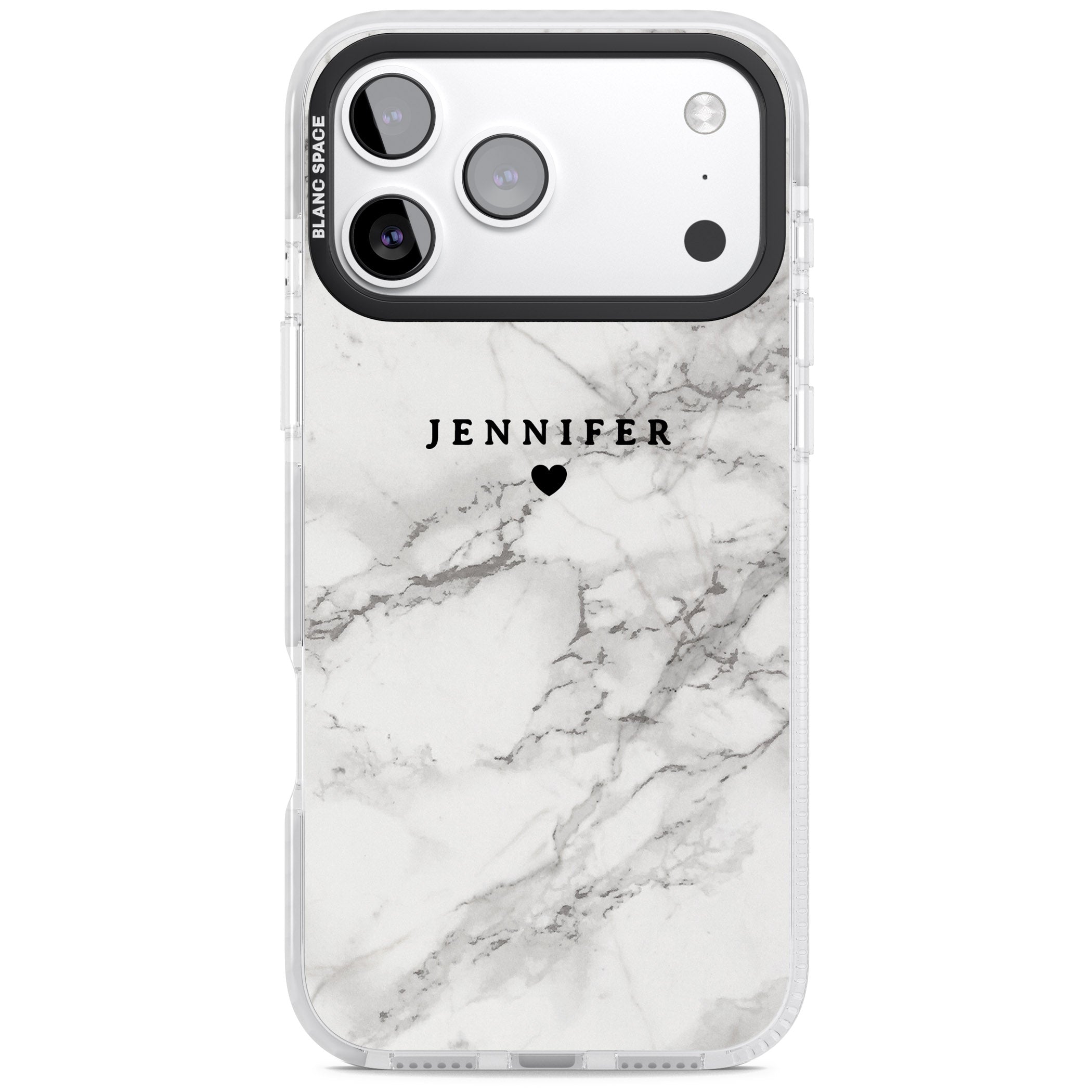 Personalised Classic Grey Marble iPhone 17 Pro Impact Pro Clear Phone Case