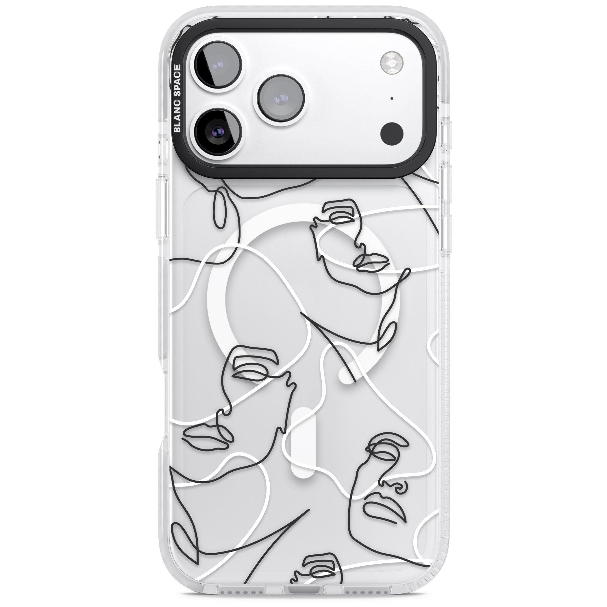 Personalised Abstract Faces iPhone 17 Pro Impact Pro Clear Phone Case