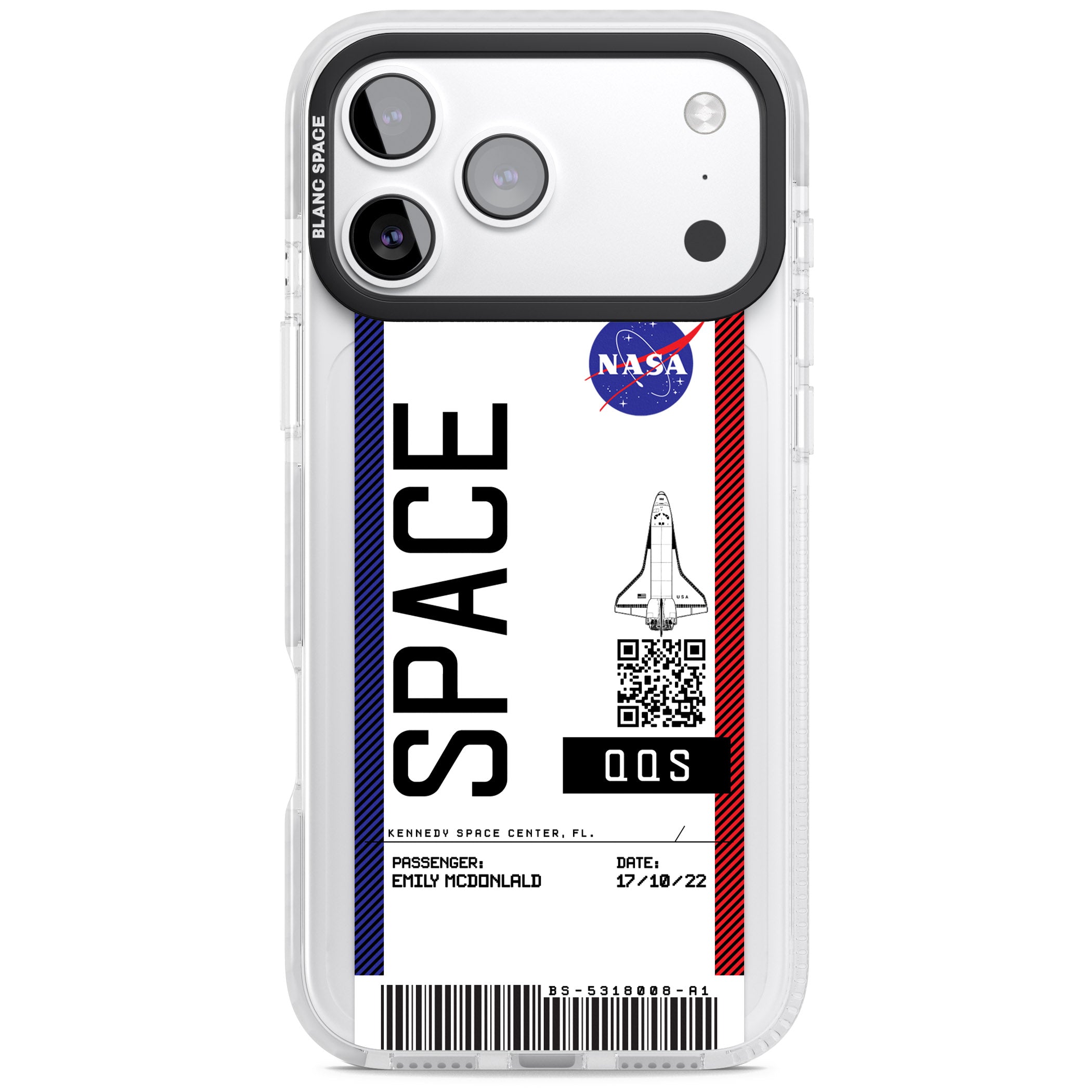 Personalised Nasa Boarding Pass (Light) iPhone 17 Pro Impact Pro Clear Phone Case