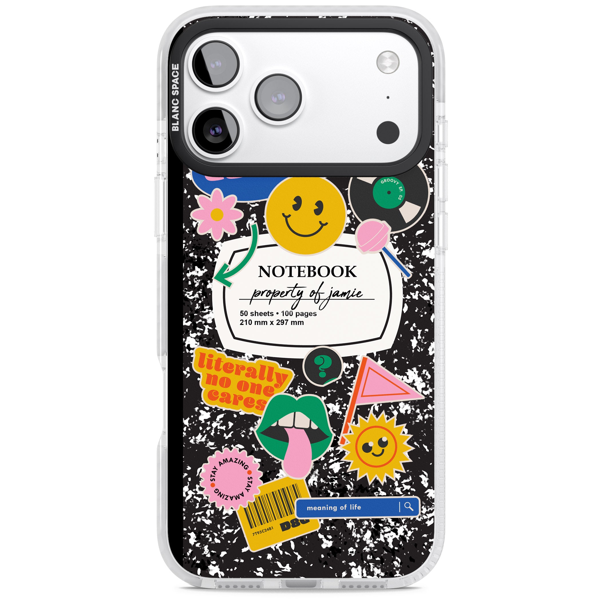 Personalised Quirky Notebook iPhone 17 Pro Impact Pro Clear Phone Case