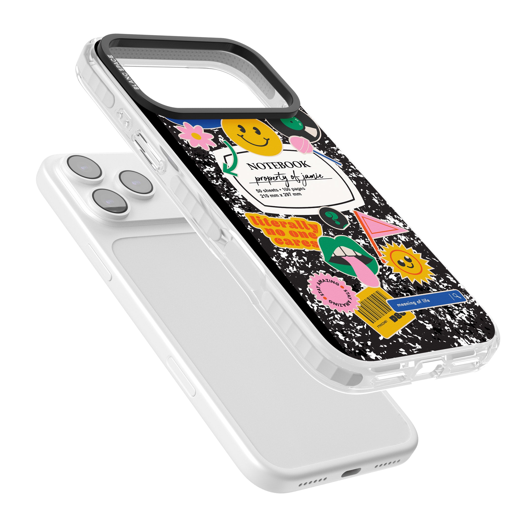 Personalised Quirky Notebook iPhone 17 Pro Impact Pro Clear Phone Case Colours