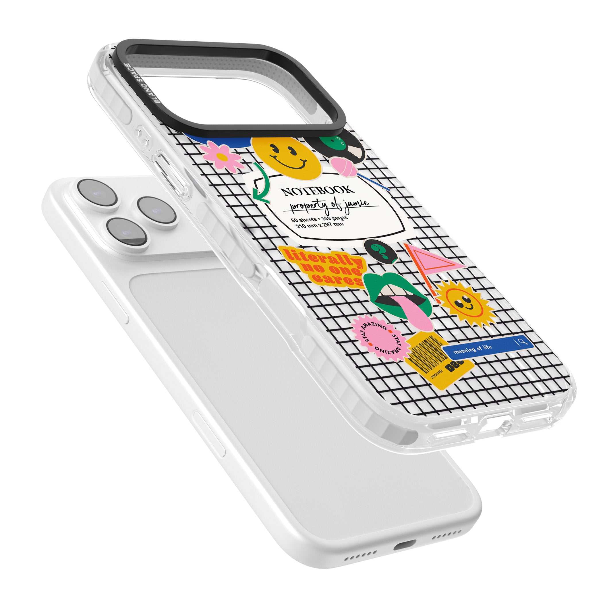 Personalised Sticker Mix Grid iPhone 17 Pro Impact Pro Clear Phone Case Colours