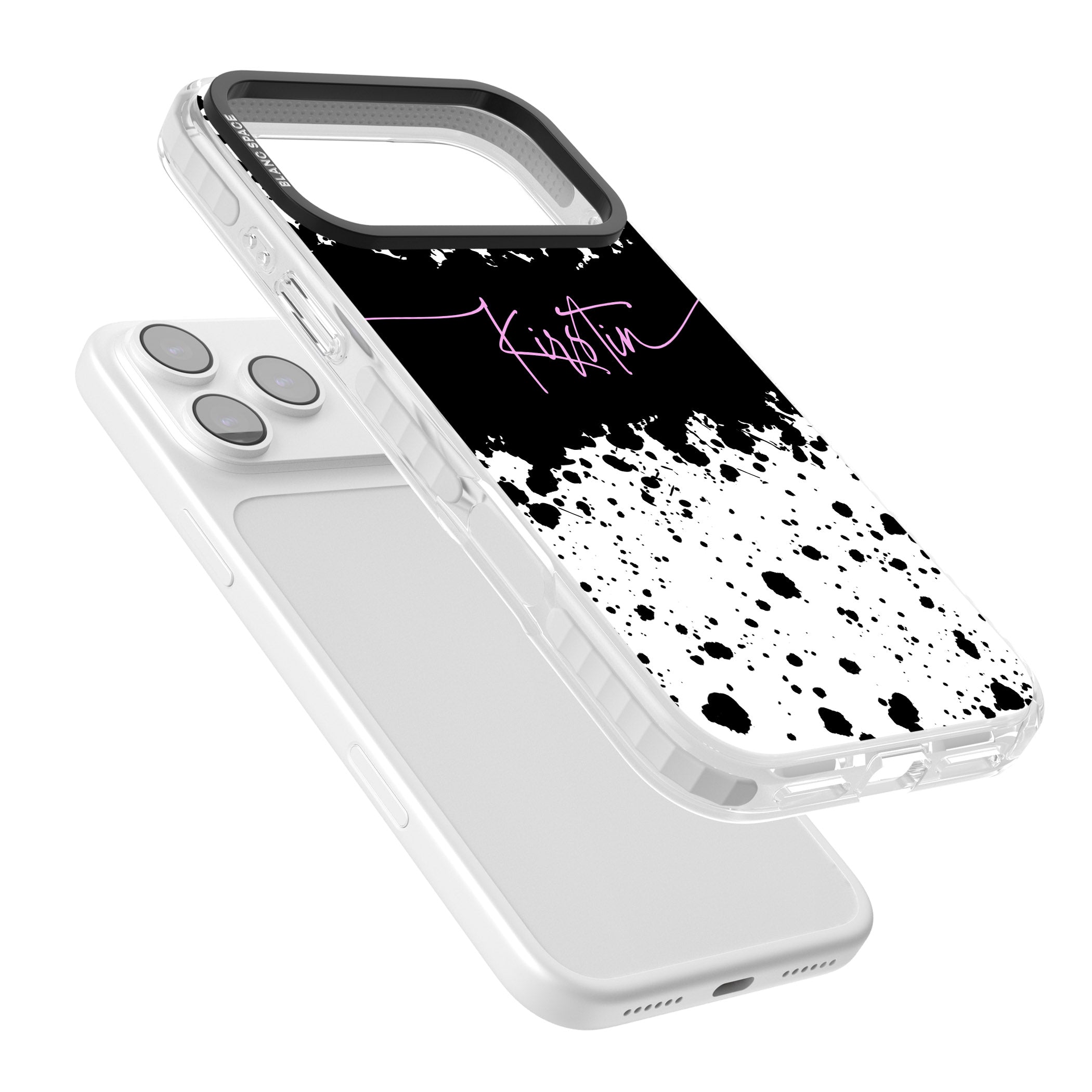 Personalised Bold Paint Splatters iPhone 17 Pro Impact Pro Clear Phone Case Colours