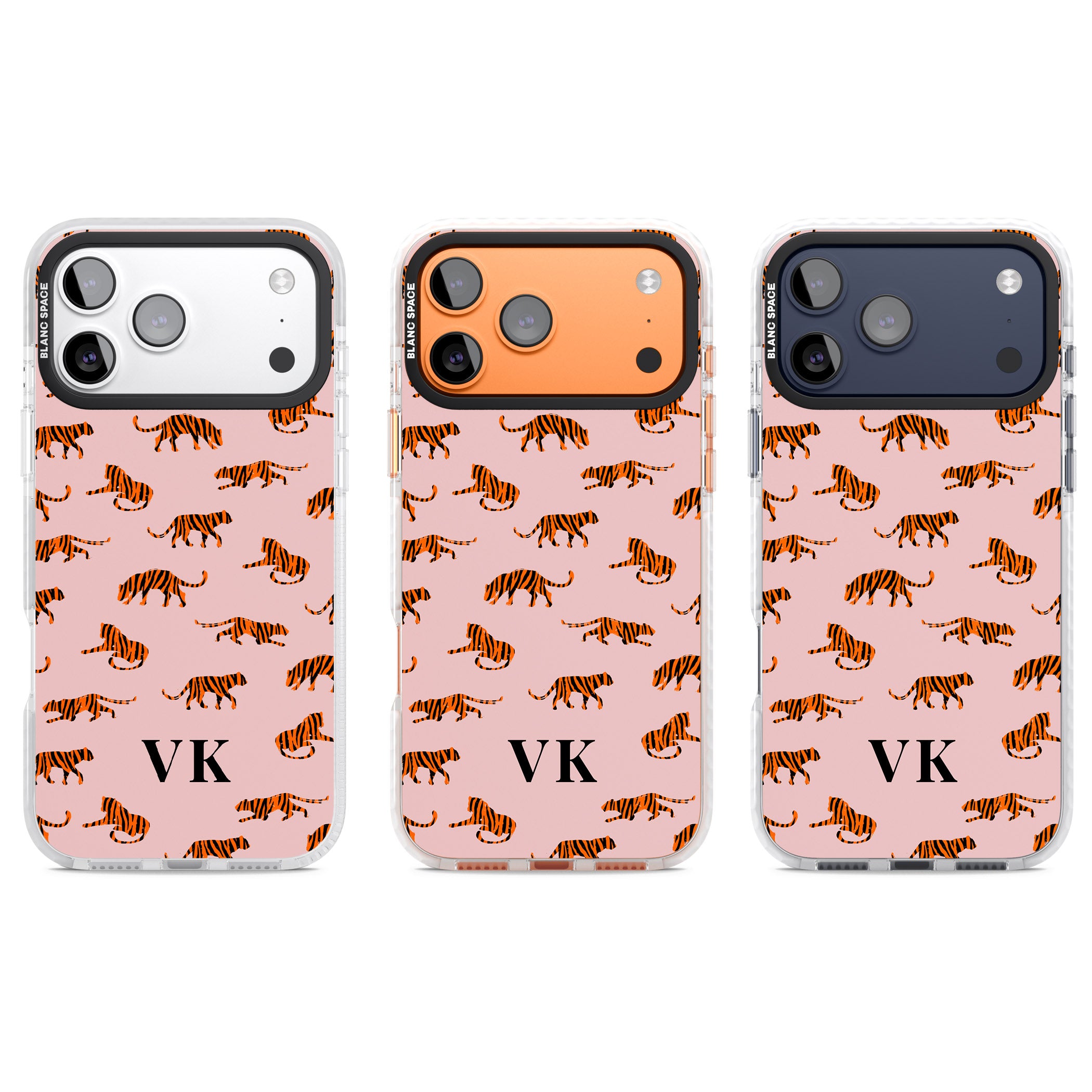 Personalised Pink Safari Tiger Pattern iPhone 17 Pro Impact Pro Clear Phone Case APT Impact Protection