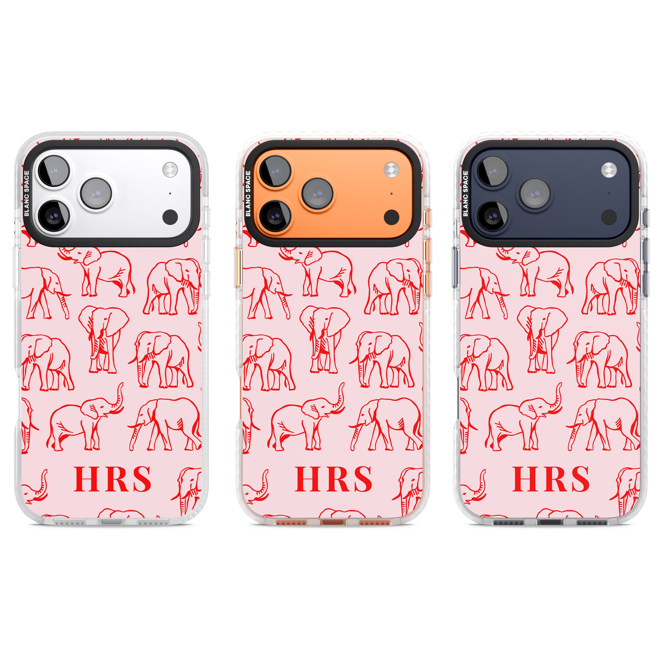 Personalised Red Elephant Outline iPhone 17 Pro Impact Pro Clear Phone Case APT Impact Protection