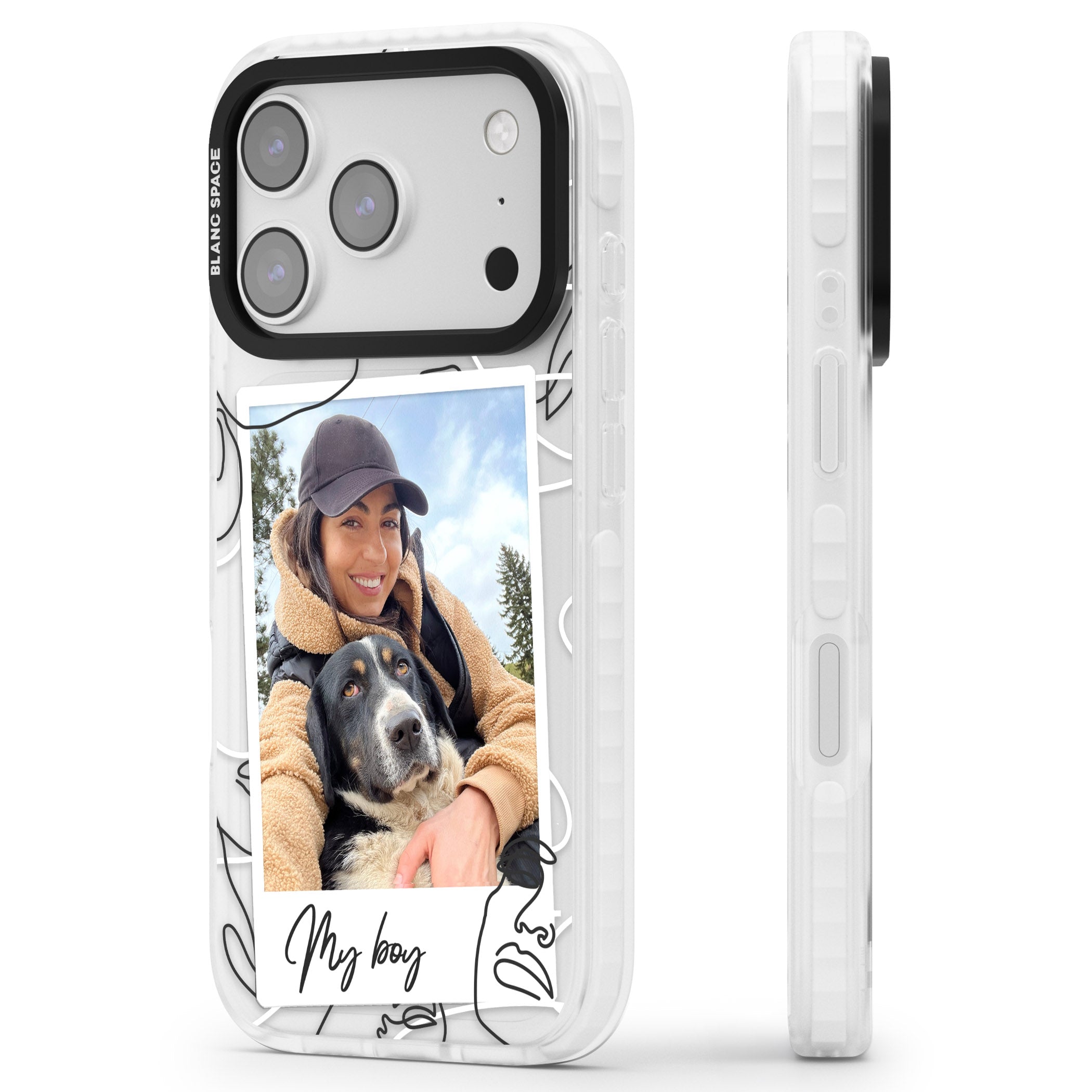 Personalised Abstract Faces Instant Photo iPhone 17 Pro Impact Pro Clear Phone Case Side Profile