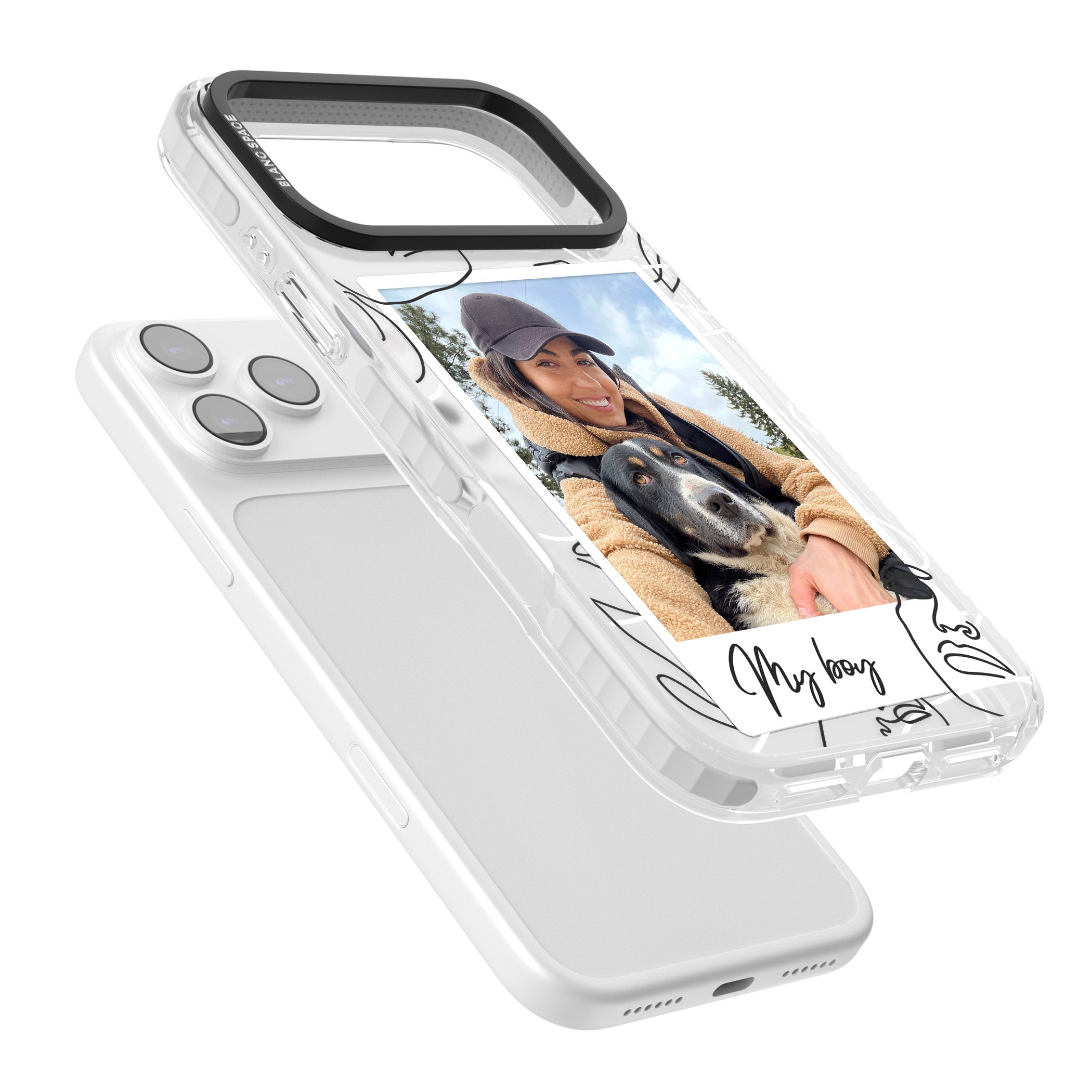 Personalised Abstract Faces Instant Photo iPhone 17 Pro Impact Pro Clear Phone Case Colours