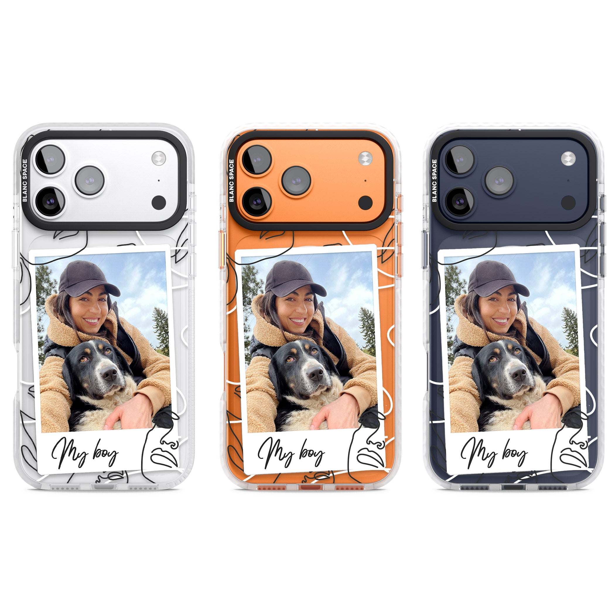 Personalised Abstract Faces Instant Photo iPhone 17 Pro Impact Pro Clear Phone Case APT Impact Protection