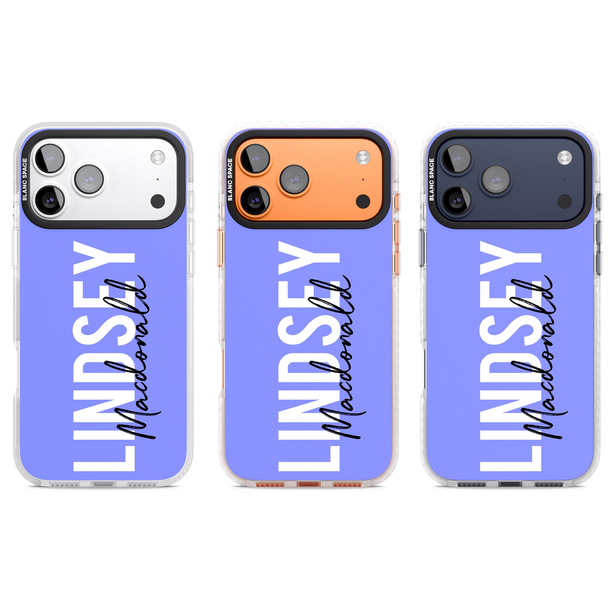 Personalised Bold Name: Purple iPhone 17 Pro Impact Pro Clear Phone Case APT Impact Protection