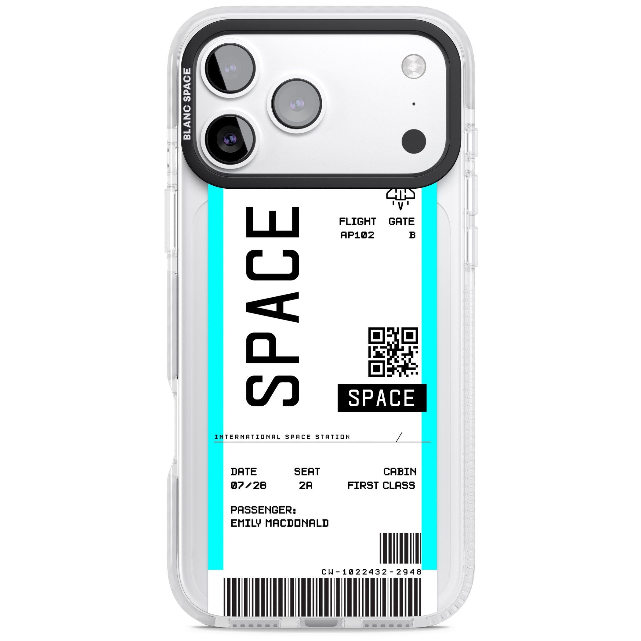 Personalised Space Travel Ticket iPhone 17 Pro Impact Pro Clear Phone Case