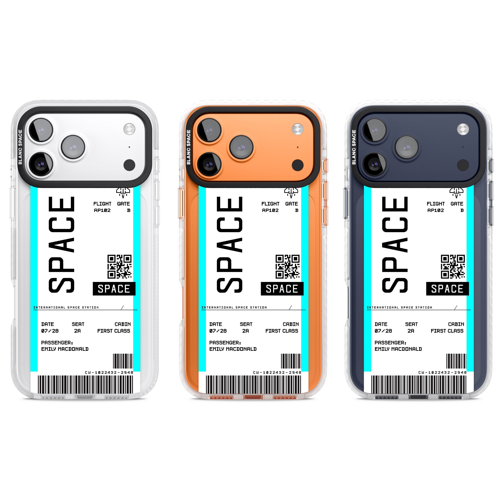 Personalised Space Travel Ticket iPhone 17 Pro Impact Pro Clear Phone Case APT Impact Protection