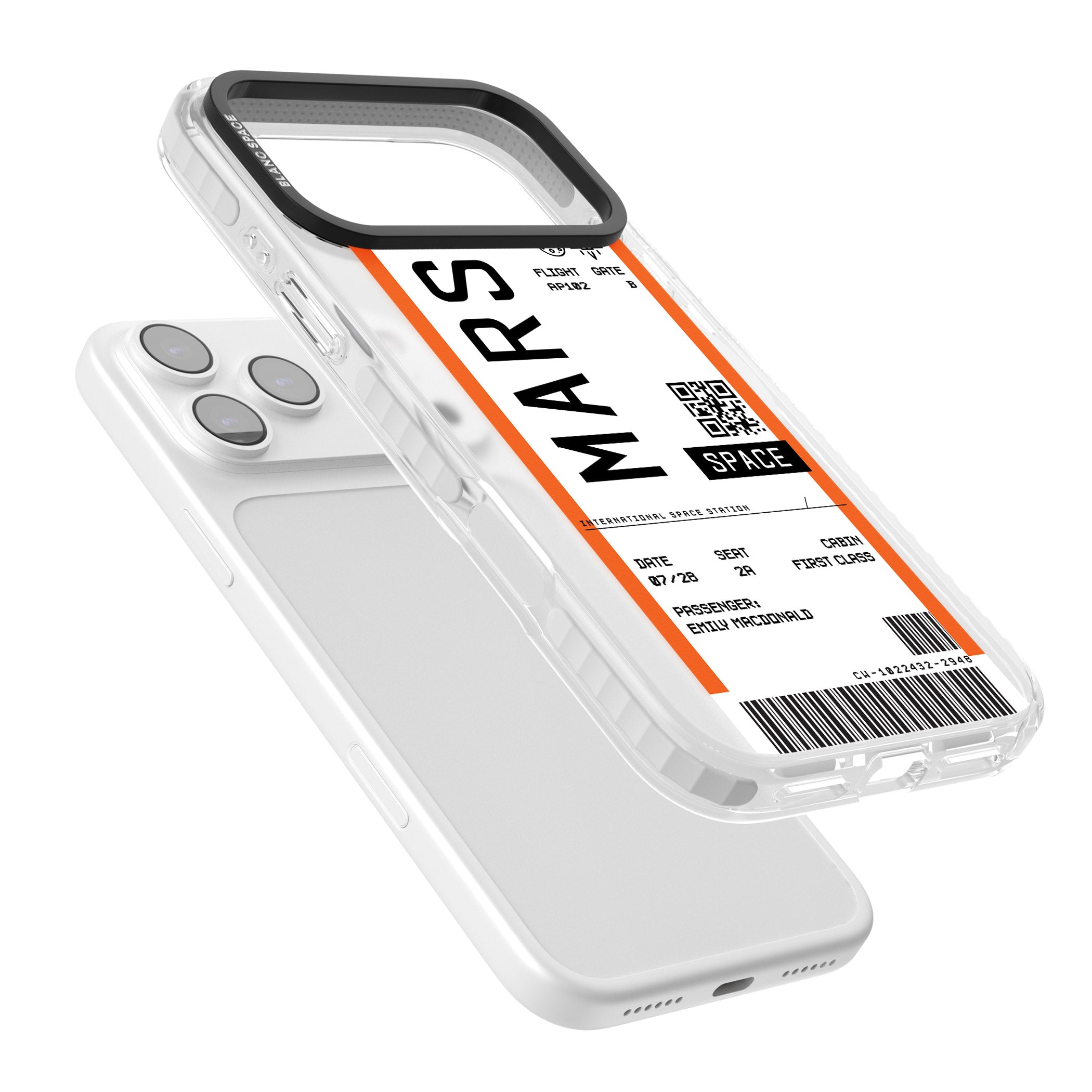 Personalised Mars Travel Ticket iPhone 17 Pro Impact Pro Clear Phone Case Colours