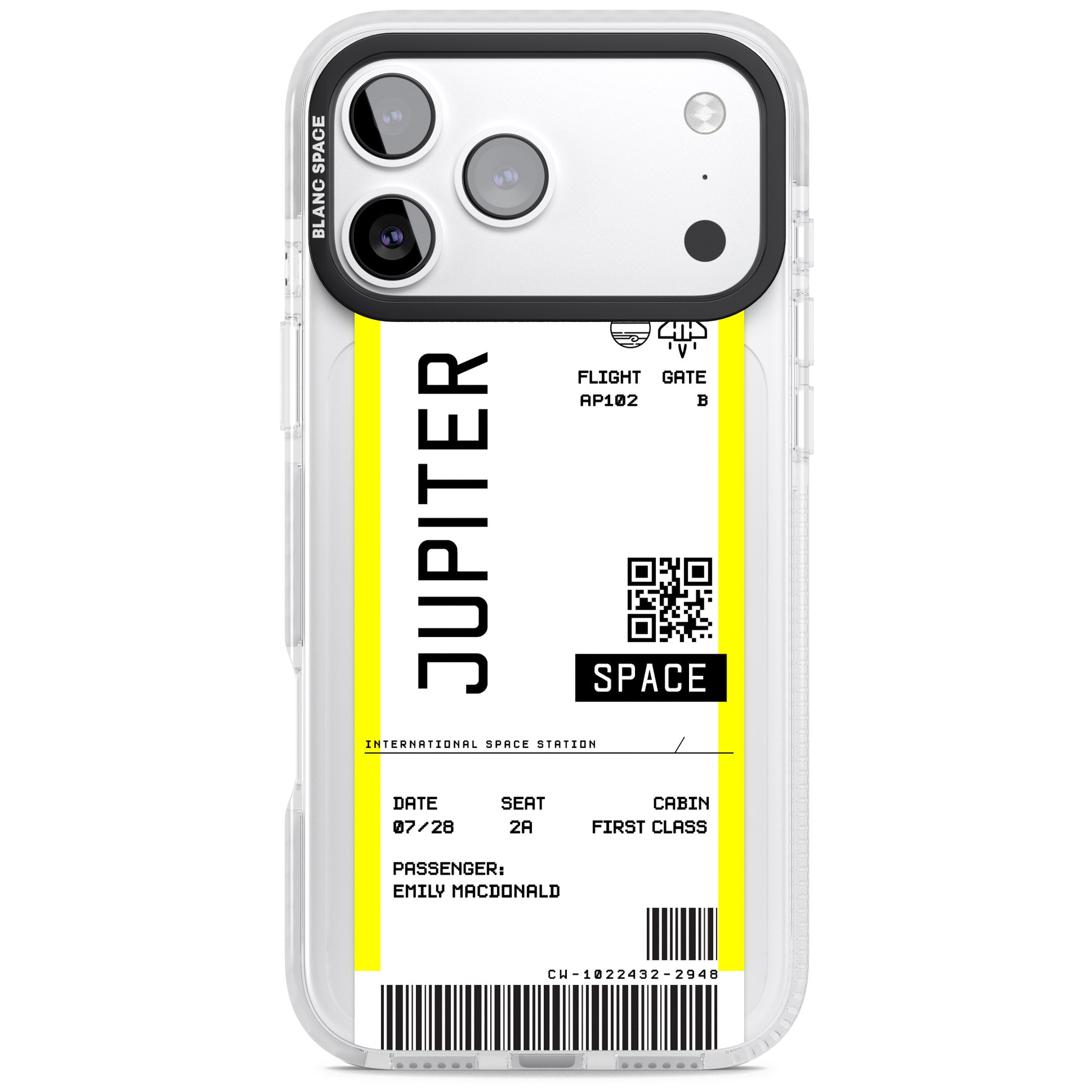 Personalised Jupiter Travel Ticket iPhone 17 Pro Impact Pro Clear Phone Case