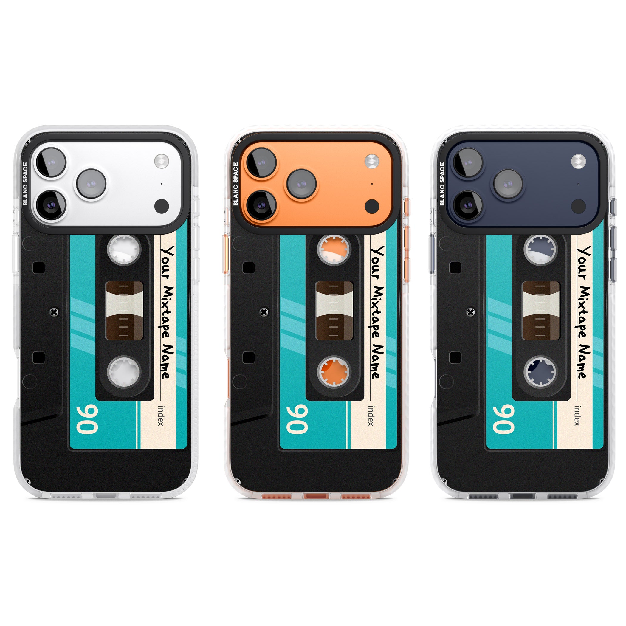 Personalised Retro Mixtape Dark iPhone 17 Pro Impact Pro Clear Phone Case APT Impact Protection