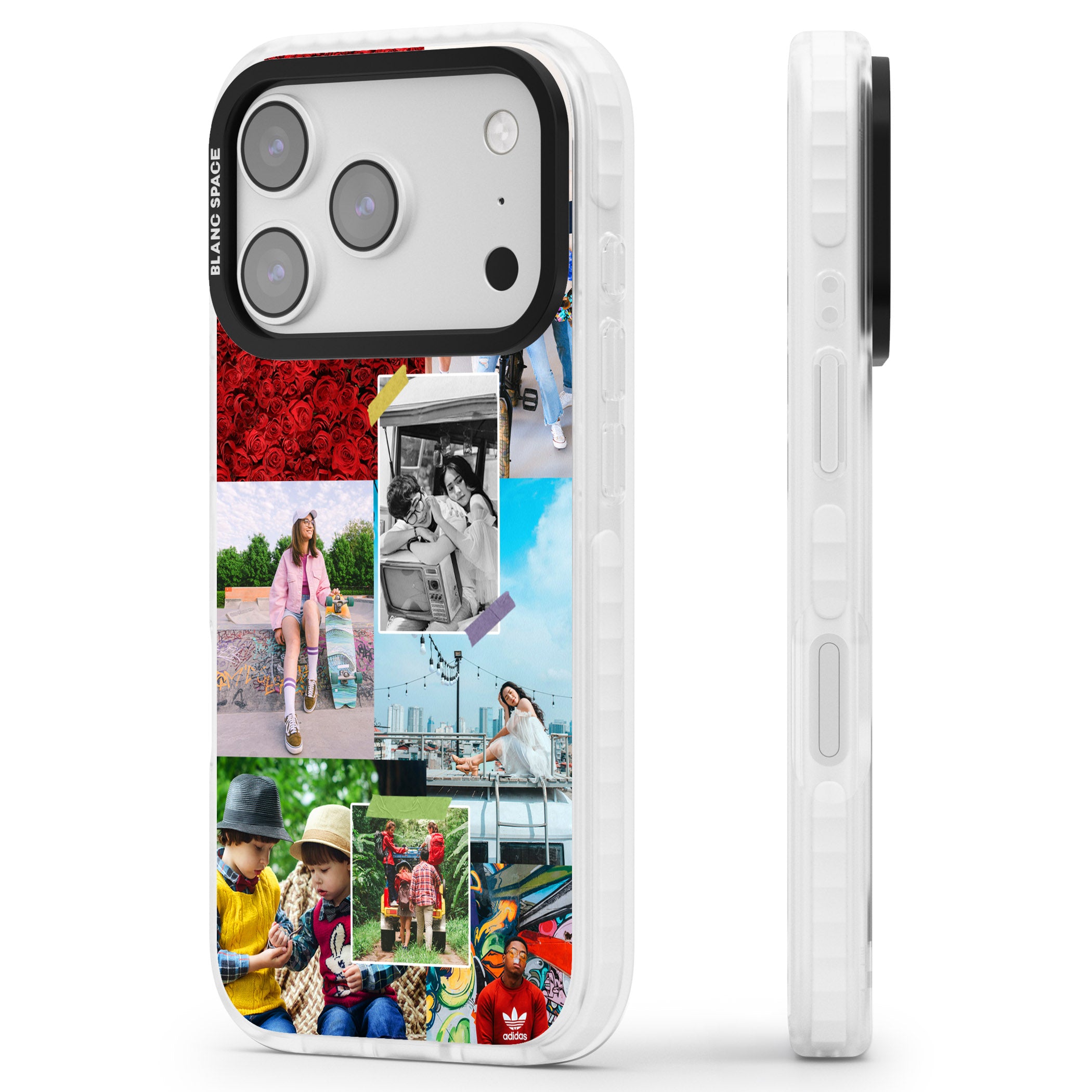 Personalised Photo Collage iPhone 17 Pro Impact Pro Clear Phone Case Side Profile