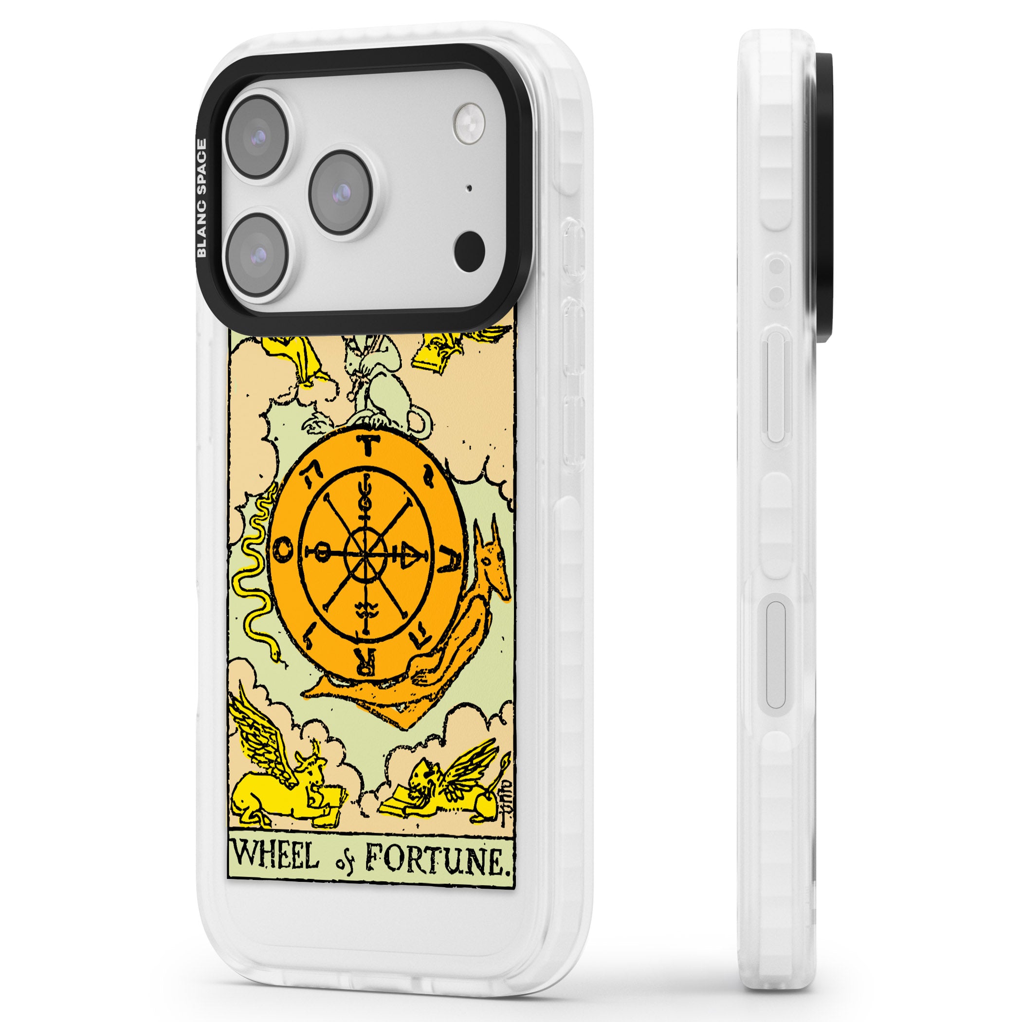 Personalised Wheel Of Fortune Tarot Card (Color) iPhone 17 Pro Impact Pro Clear Phone Case Side Profile