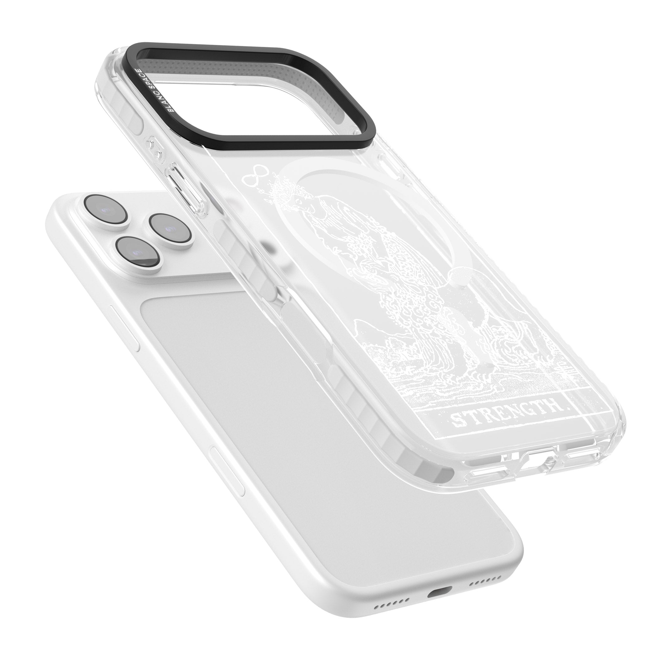 Personalised Strength Tarot Card (White) iPhone 17 Pro Impact Pro Clear Phone Case Colours