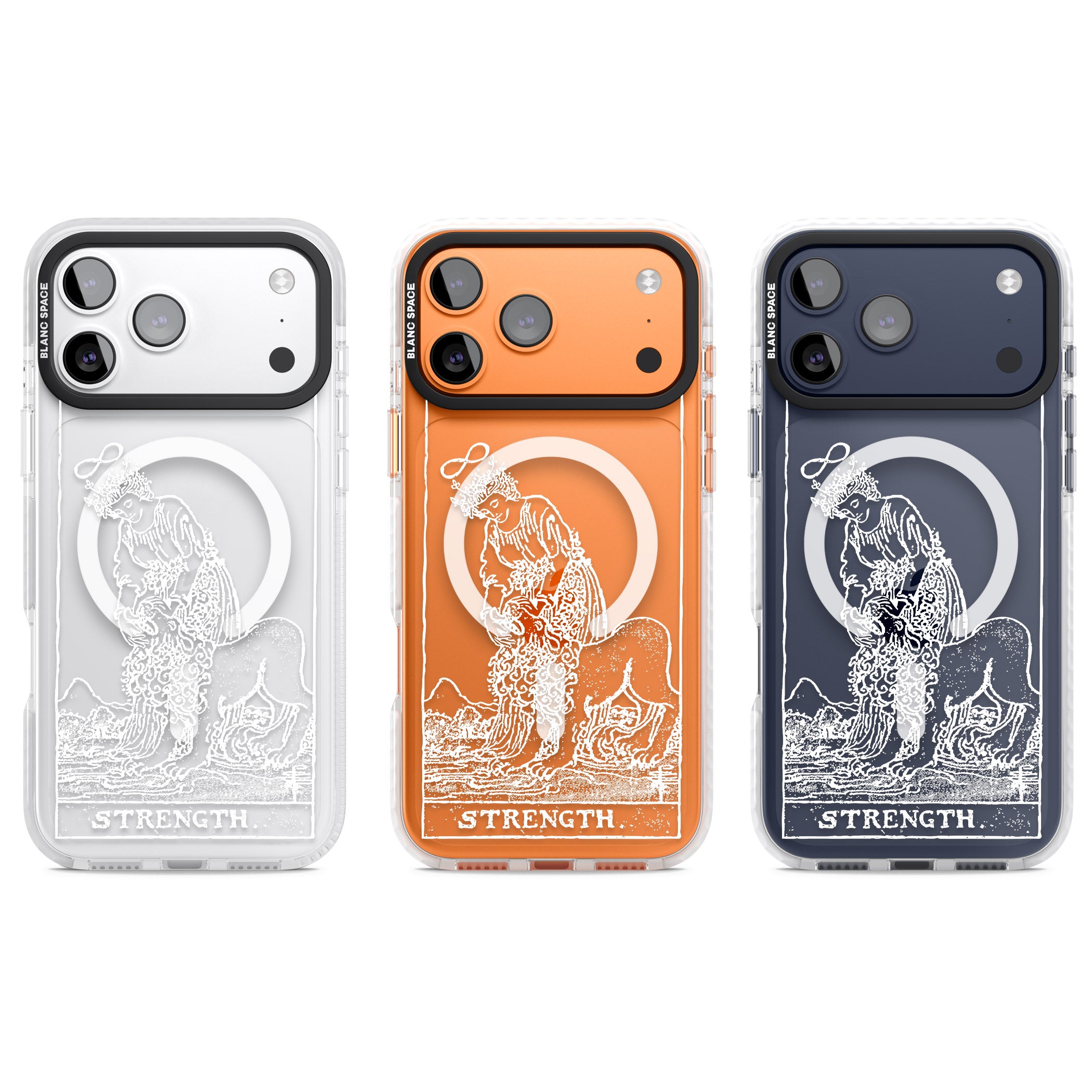 Personalised Strength Tarot Card (White) iPhone 17 Pro Impact Pro Clear Phone Case APT Impact Protection
