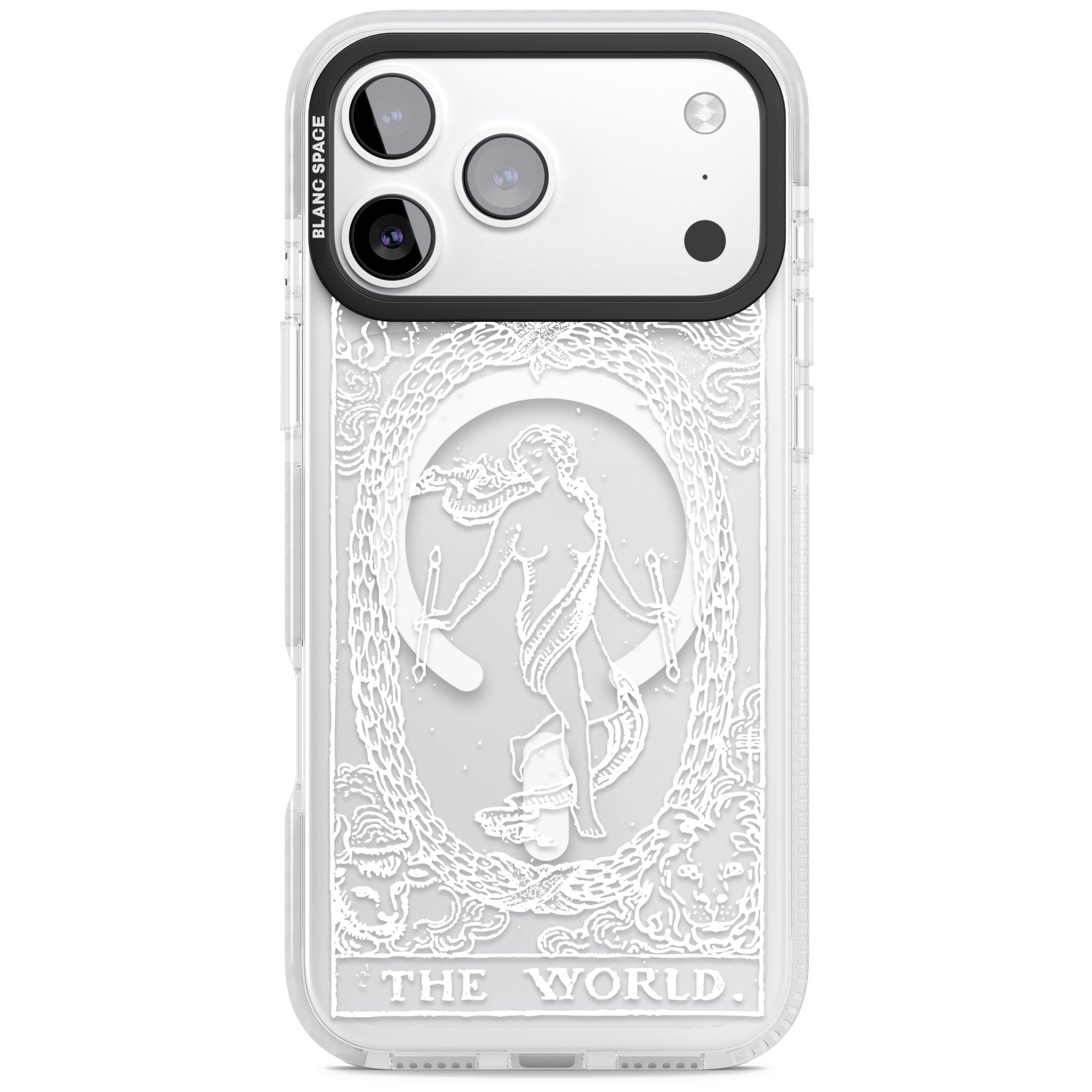 Personalised The World Tarot Card (White) iPhone 17 Pro Impact Pro Clear Phone Case