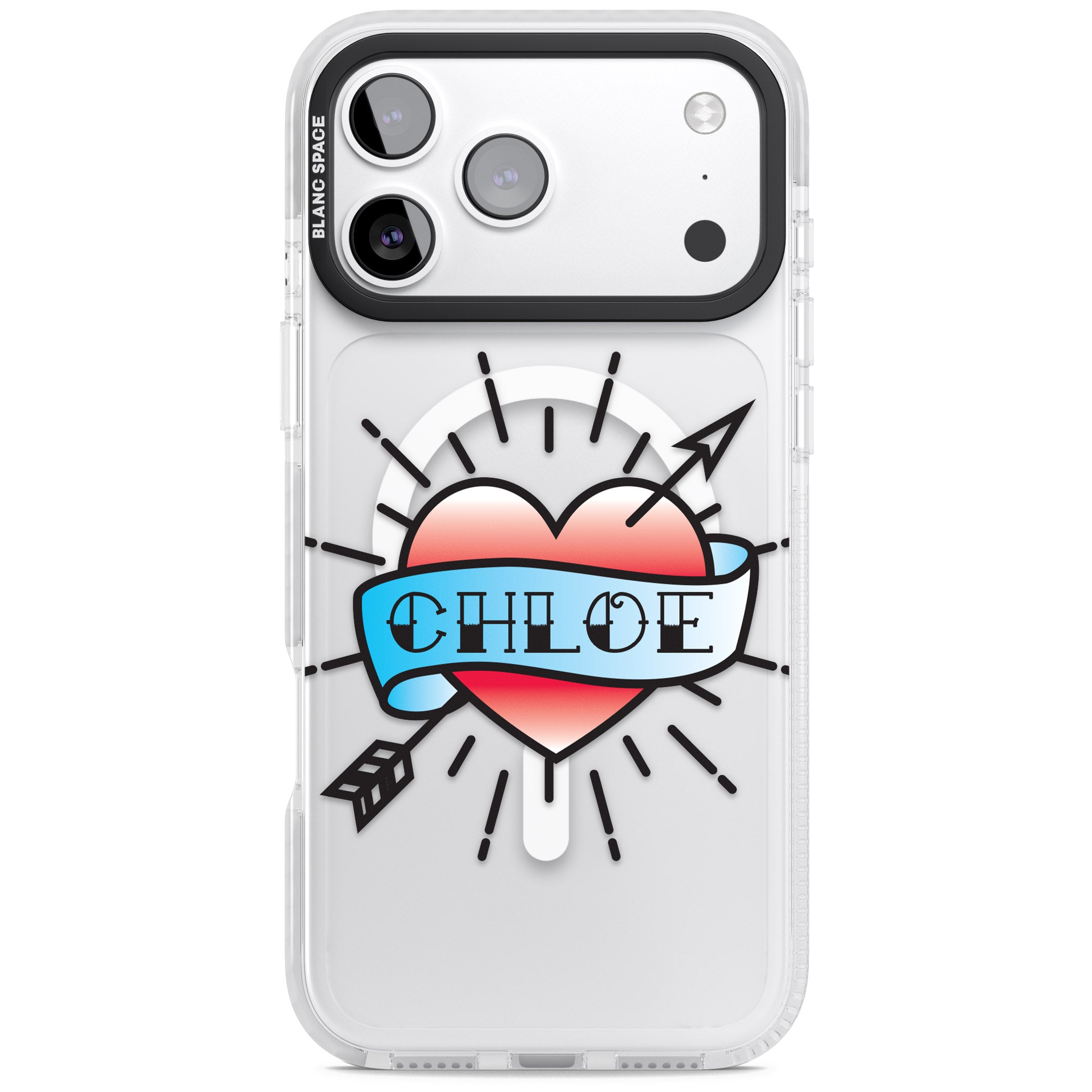 Personalised Heart Tattoo iPhone 17 Pro Impact Pro Clear Phone Case