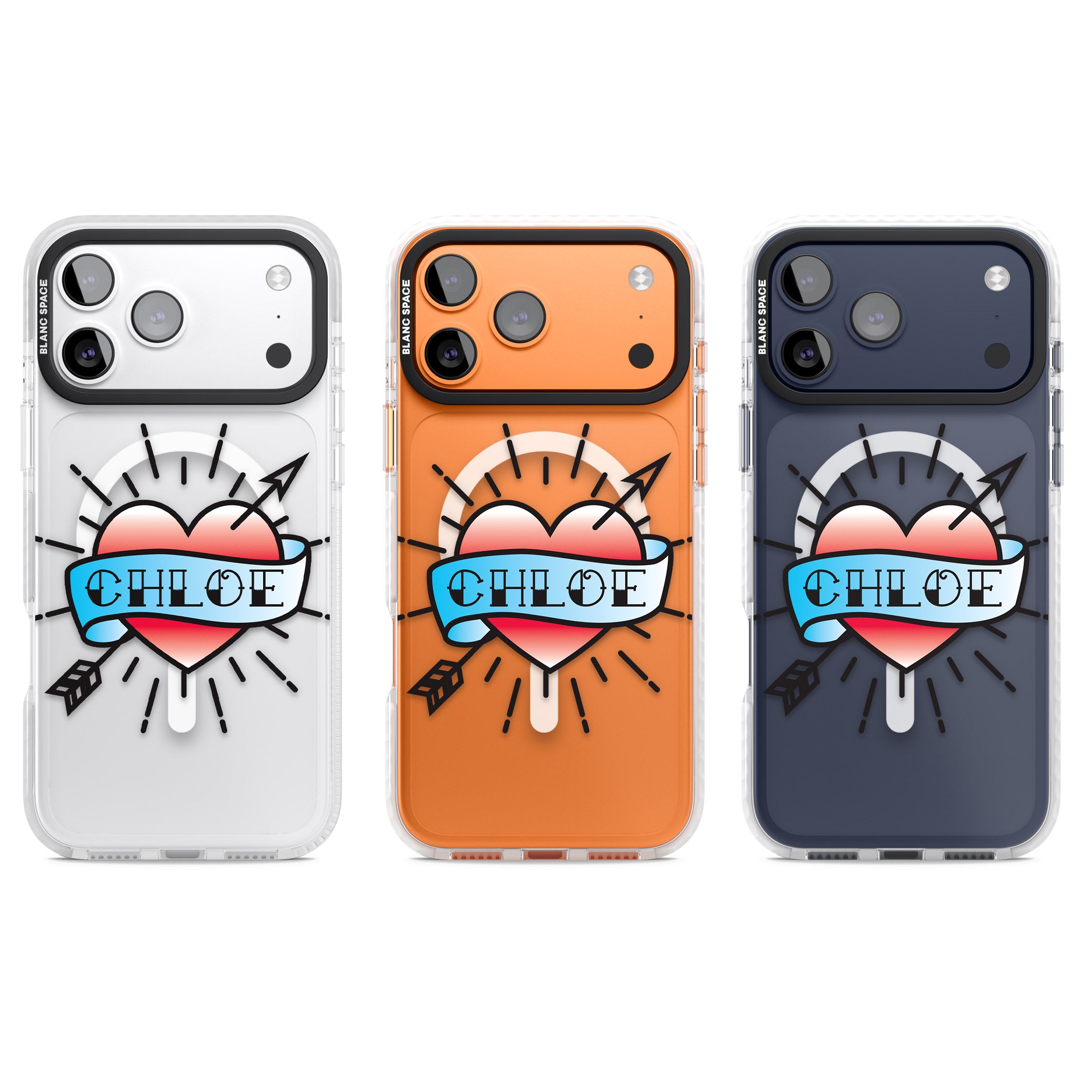 Personalised Heart Tattoo iPhone 17 Pro Impact Pro Clear Phone Case APT Impact Protection