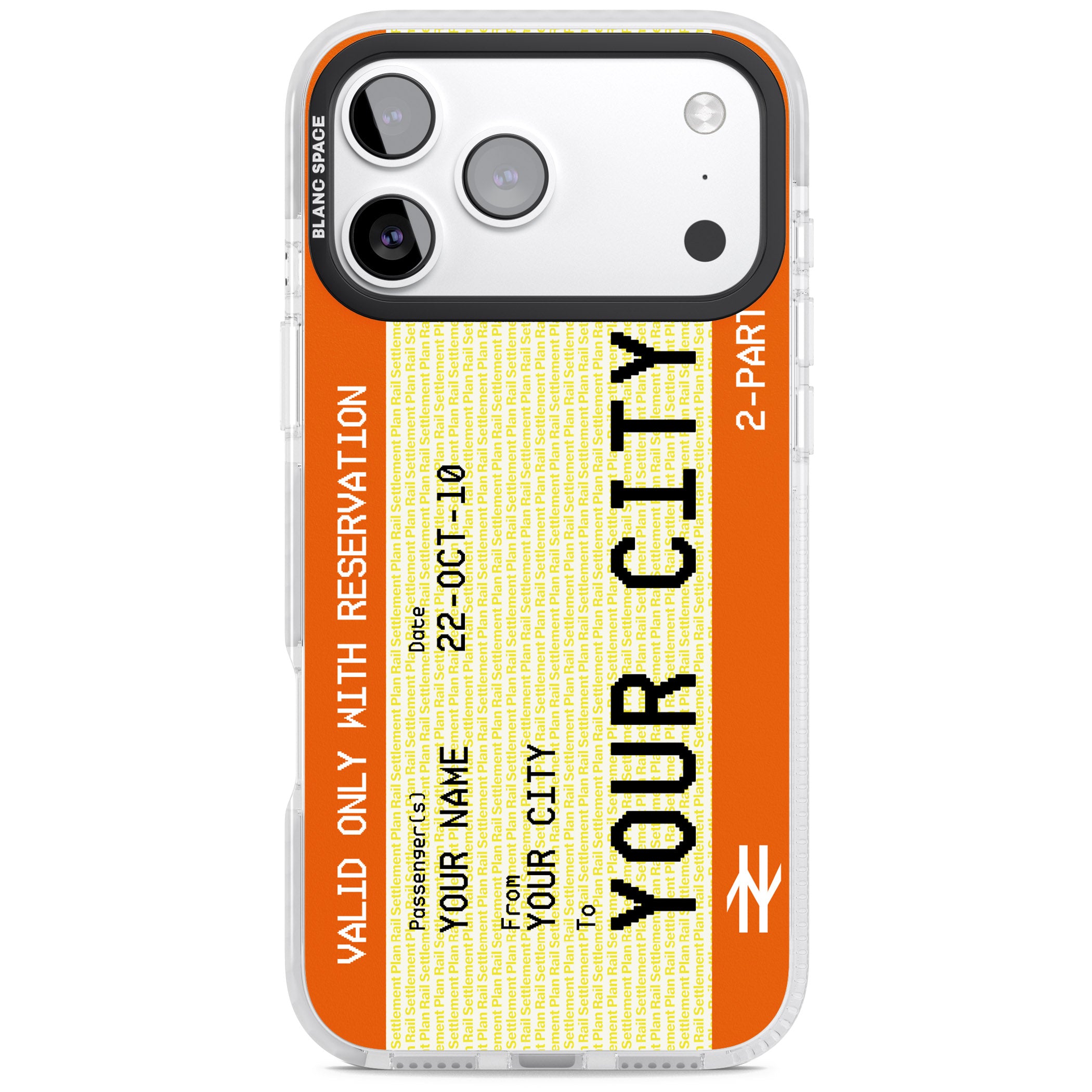 Personalised Create Your Own Train Ticket iPhone 17 Pro Impact Pro Clear Phone Case