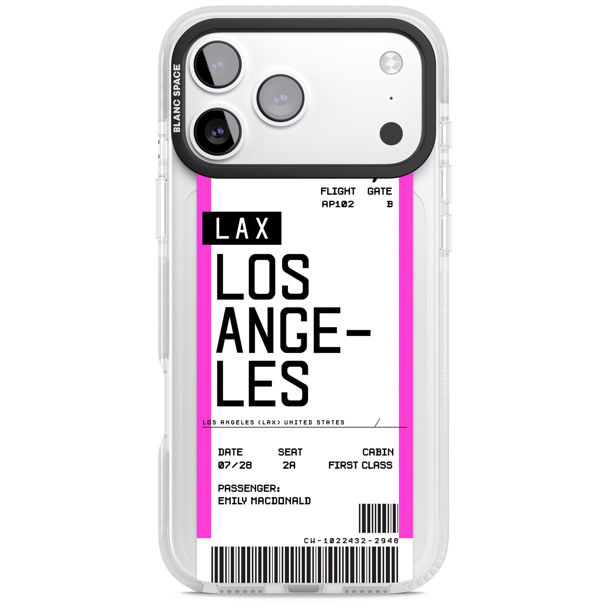 Personalised Los Angeles Boarding Pass iPhone 17 Pro Impact Pro Clear Phone Case