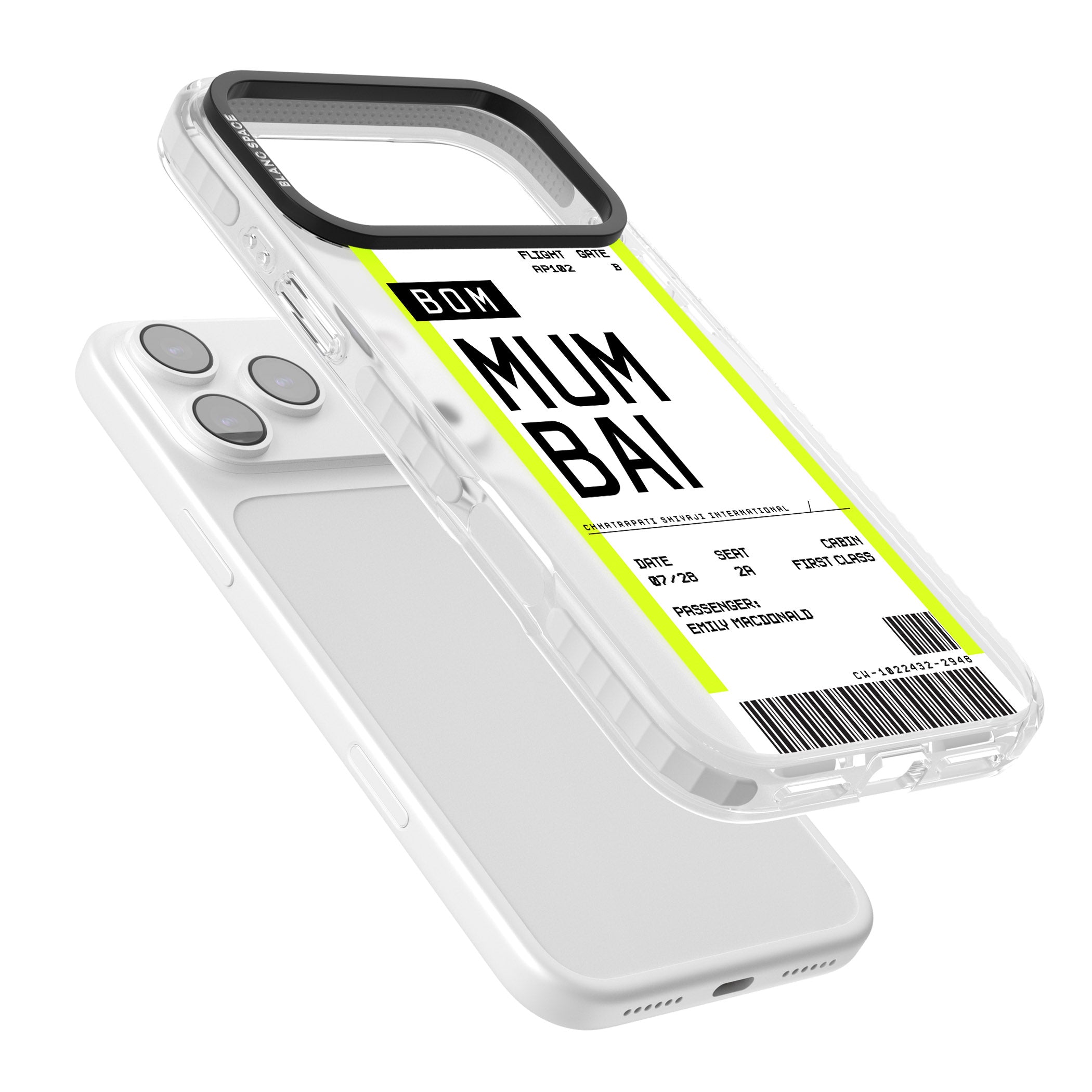 Personalised Mumbai Boarding Pass iPhone 17 Pro Impact Pro Clear Phone Case Colours