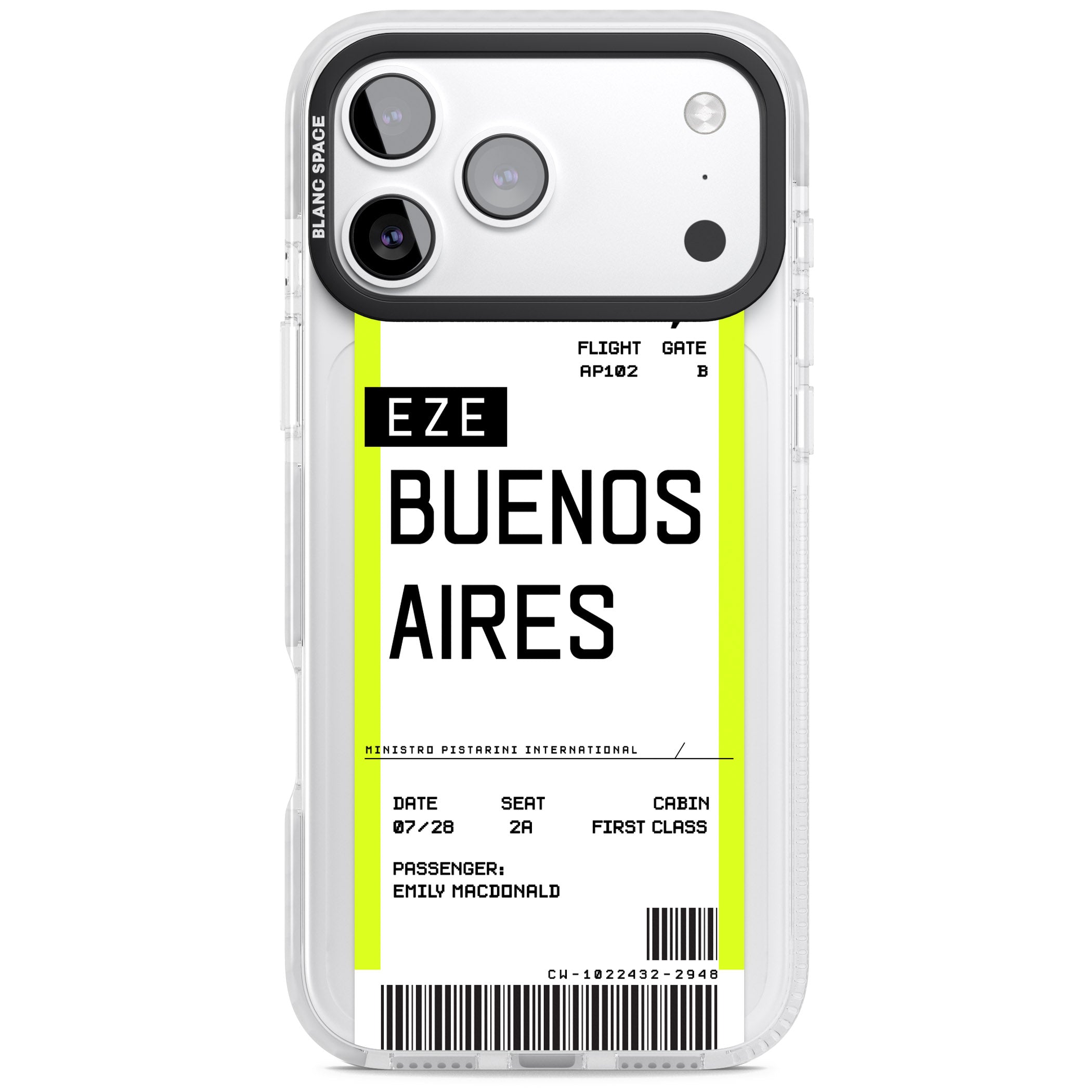Personalised Buenos Aires Boarding Pass iPhone 17 Pro Impact Pro Clear Phone Case
