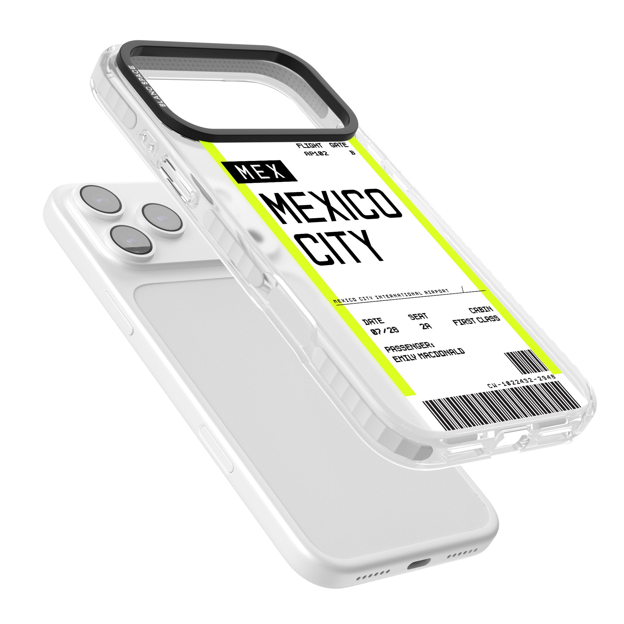 Personalised Mexico City Boarding Pass iPhone 17 Pro Impact Pro Clear Phone Case Colours