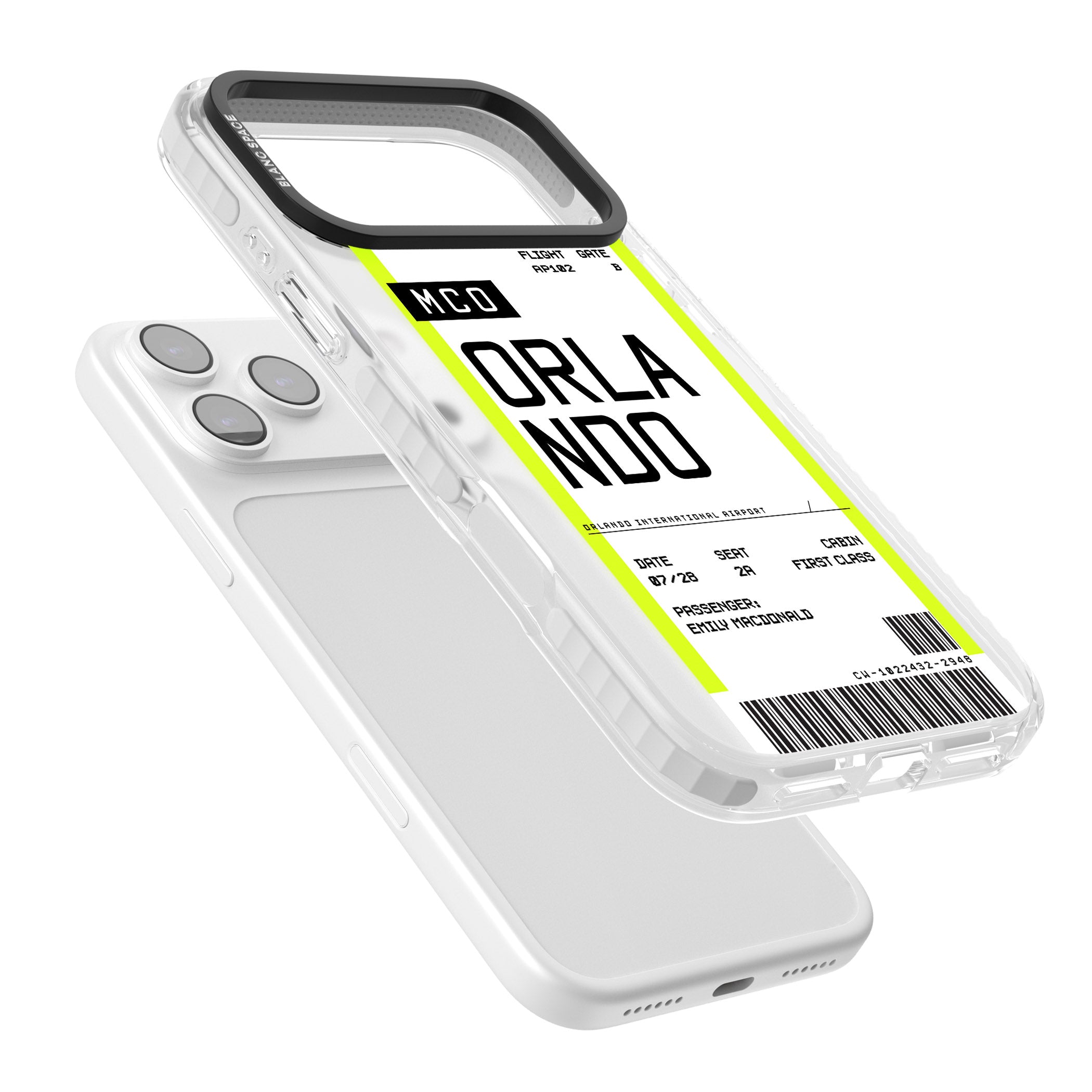 Personalised Orlando Boarding Pass iPhone 17 Pro Impact Pro Clear Phone Case Colours