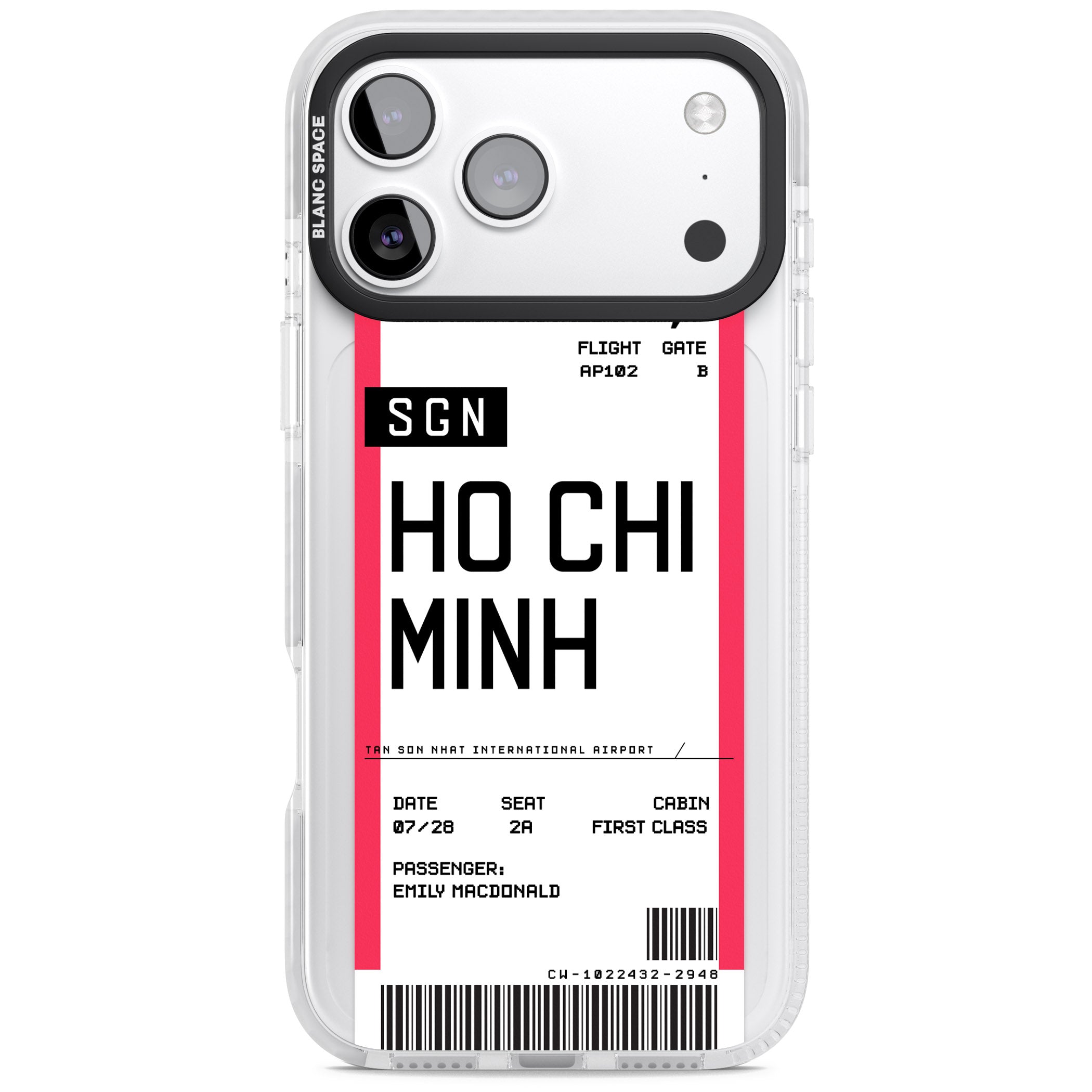 Personalised Ho Chi Minh Boarding Pass iPhone 17 Pro Impact Pro Clear Phone Case