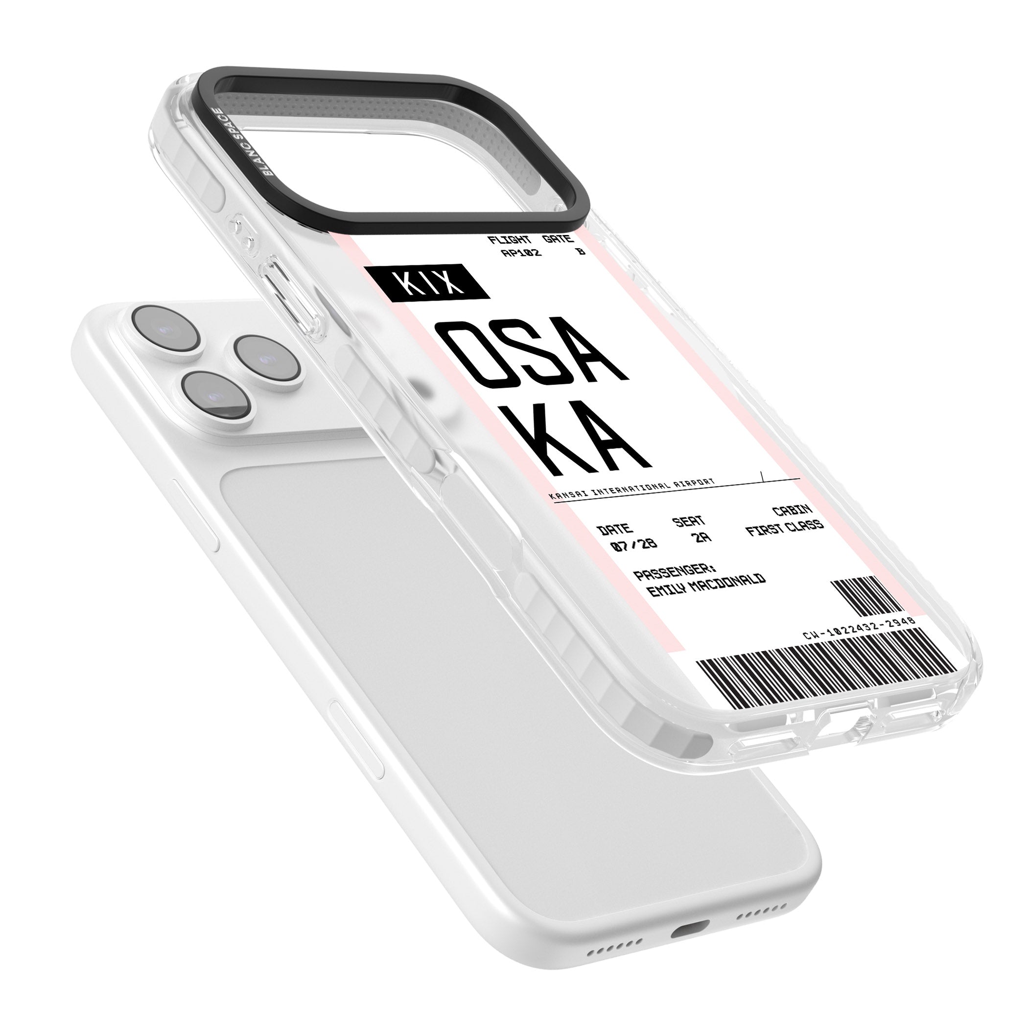 Personalised Osaka Boarding Pass iPhone 17 Pro Impact Pro Clear Phone Case Colours
