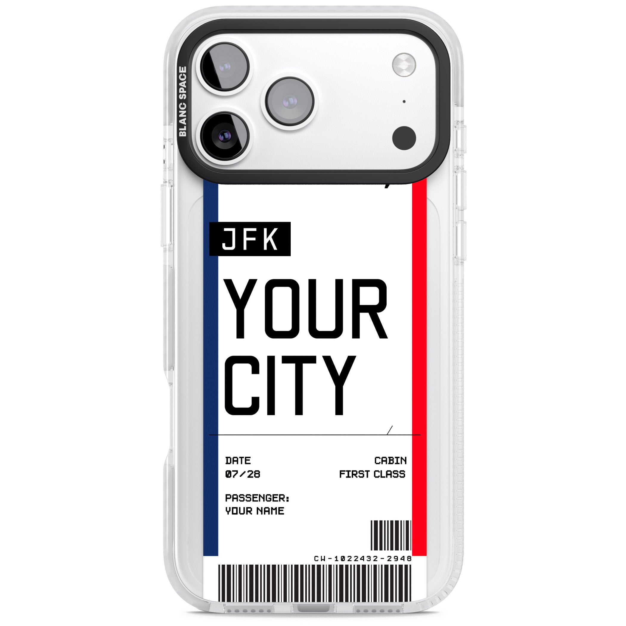 Personalised Create Your Own Boarding Pass Ticket iPhone 17 Pro Impact Pro Clear Phone Case