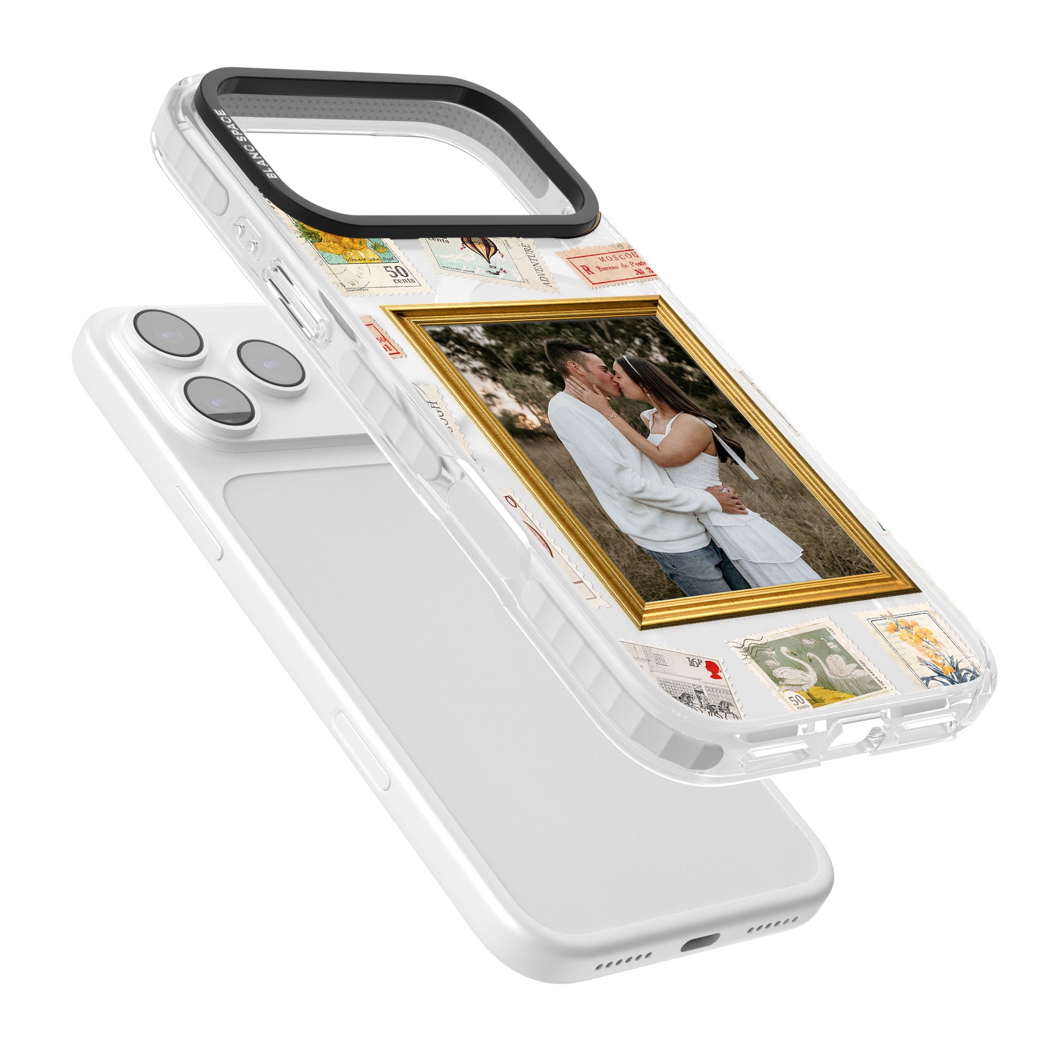 Personalised Vintage Photo Frame Collage iPhone 17 Pro Impact Pro Clear Phone Case Colours