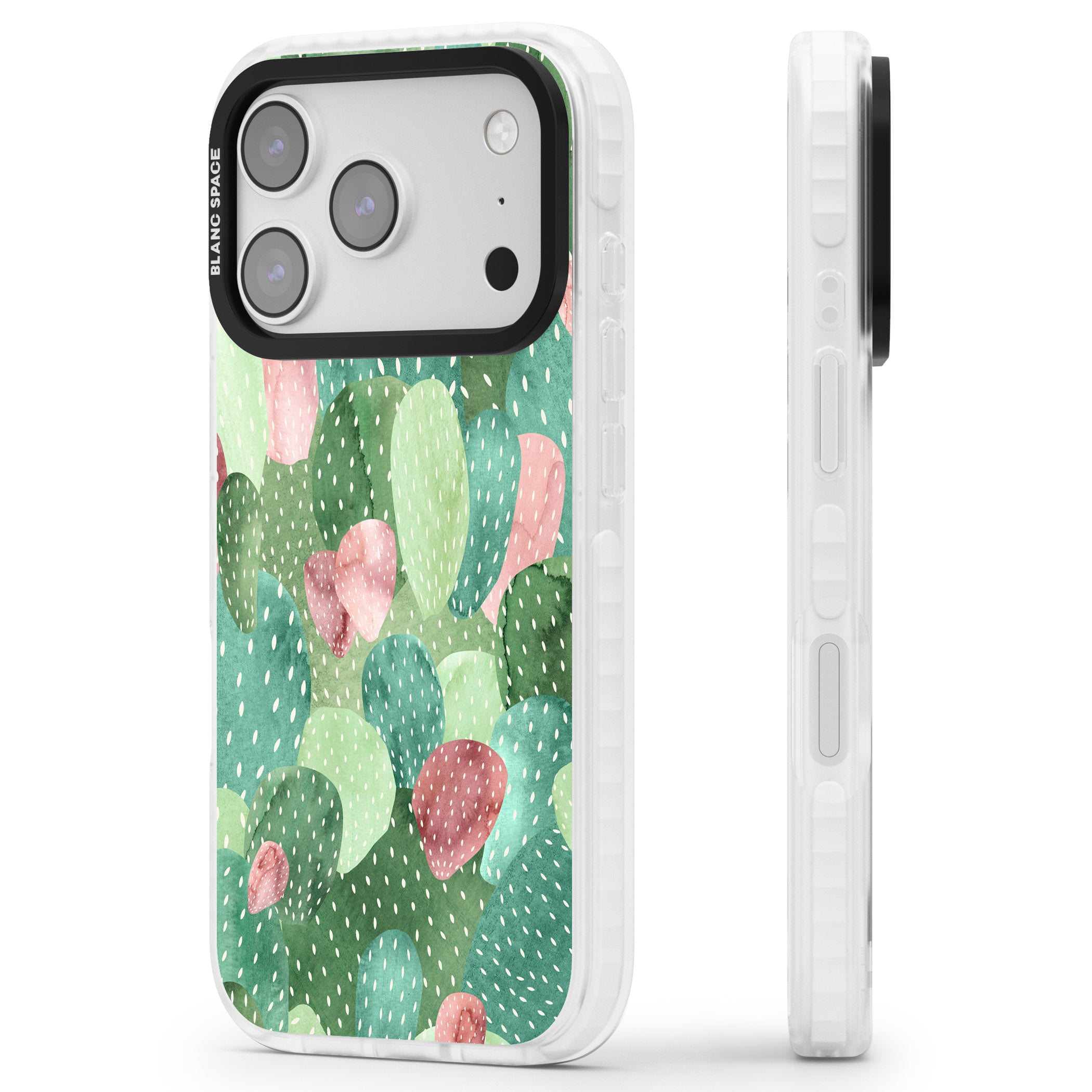 Cactus Charm iPhone 17 Pro Impact Pro Clear Phone Case Side Profile