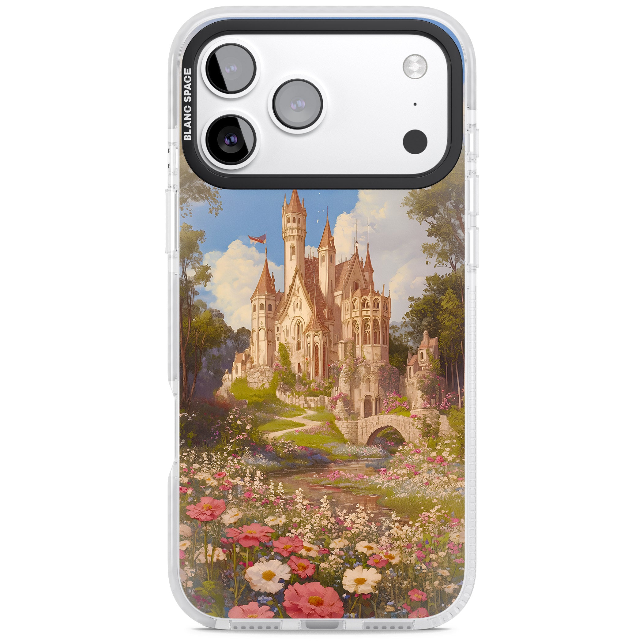Castle Flower Fields iPhone 17 Pro Impact Pro Clear Phone Case
