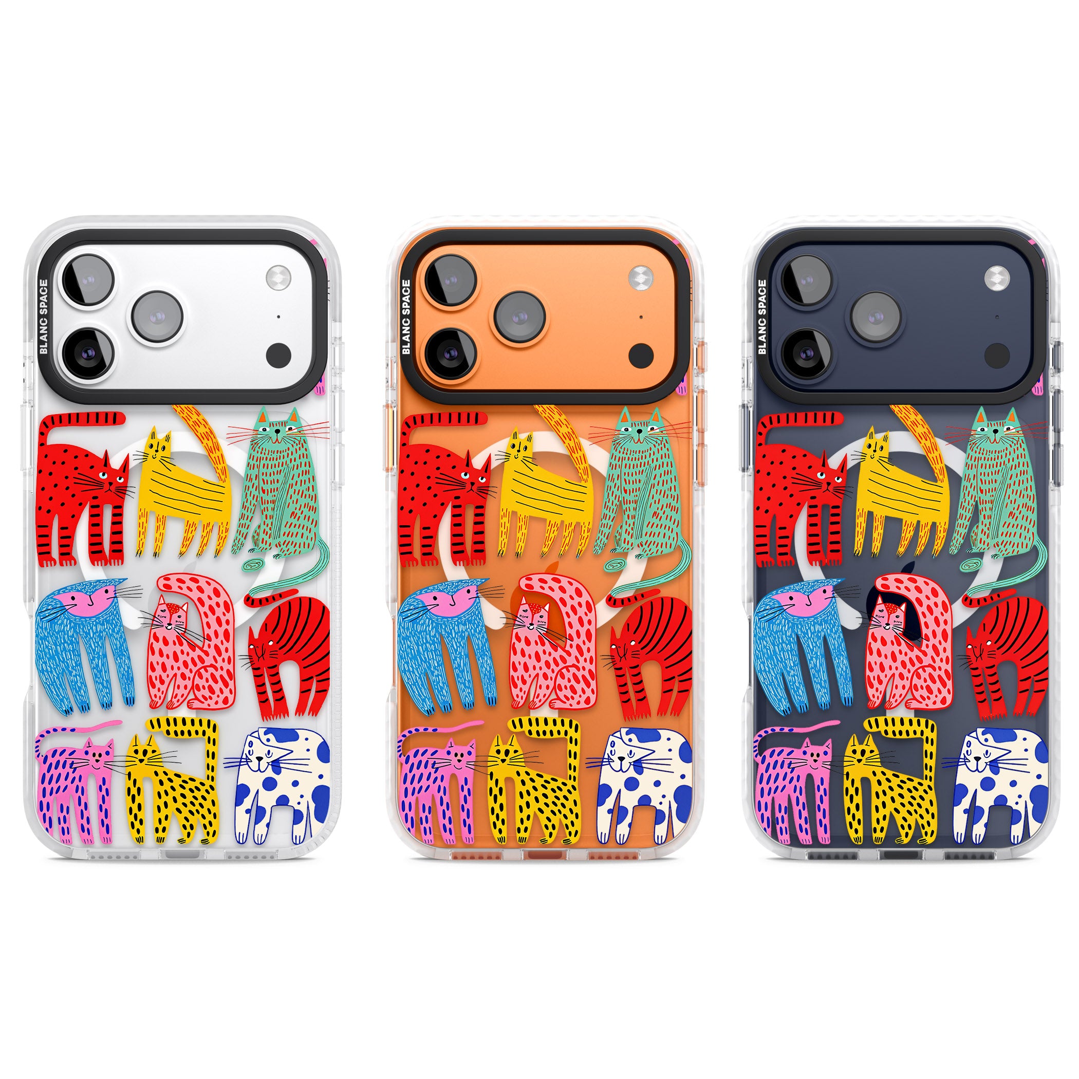 Abstract Colourful Cats iPhone 17 Pro Impact Pro Clear Phone Case APT Impact Protection